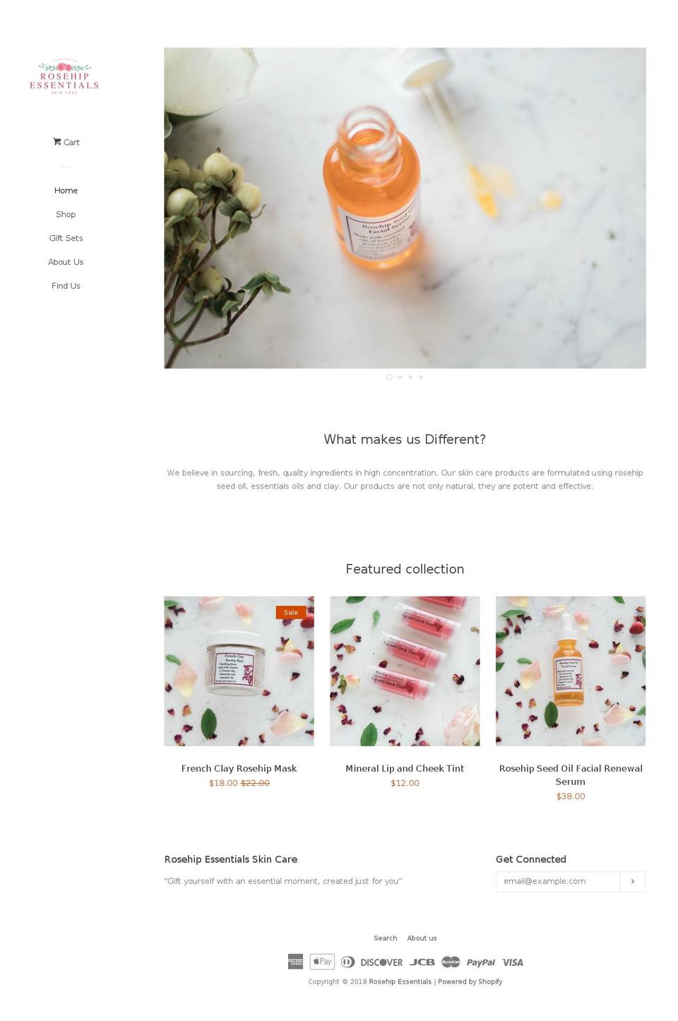 shoprosehipessentials.com shopify website screenshot