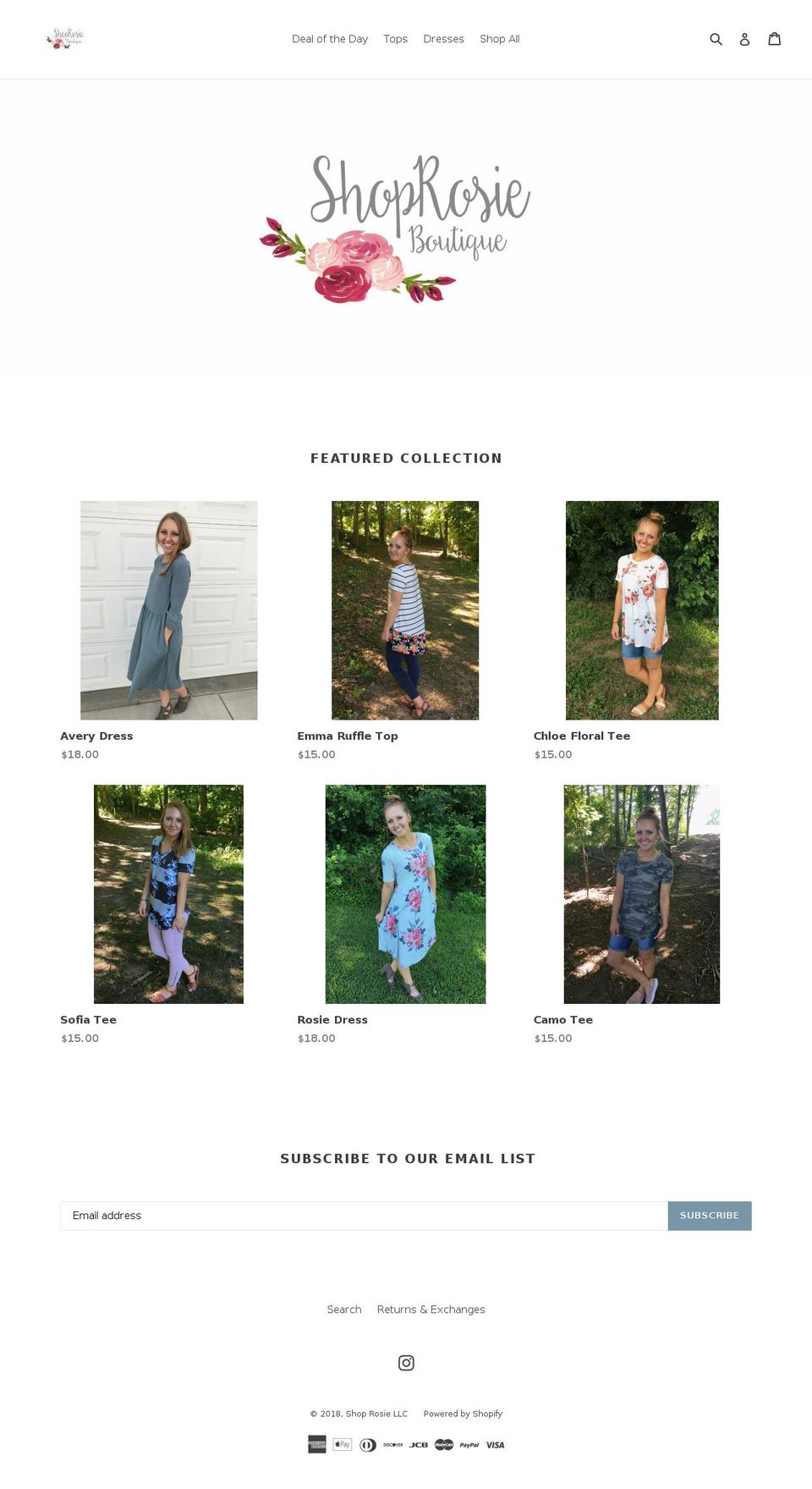 shoprosieboutique.com — Shopify storefront screenshot