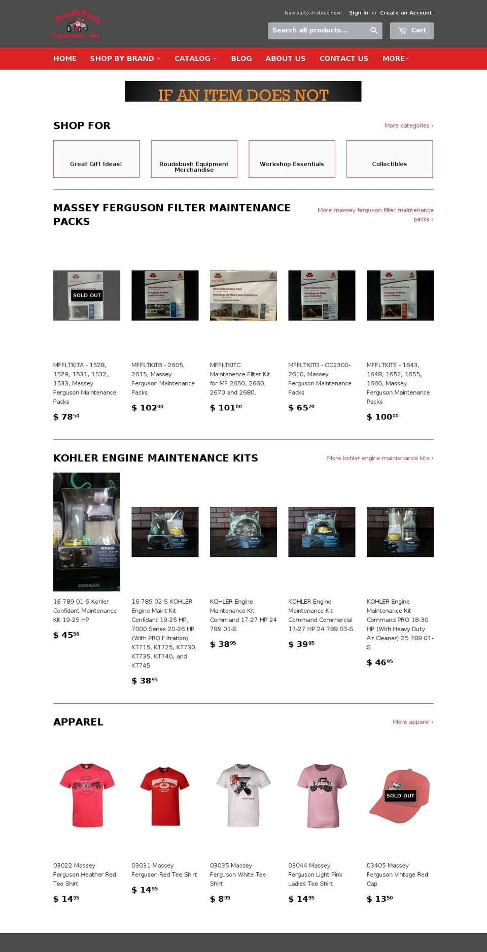 shoproudebushequipment.com shopify website screenshot