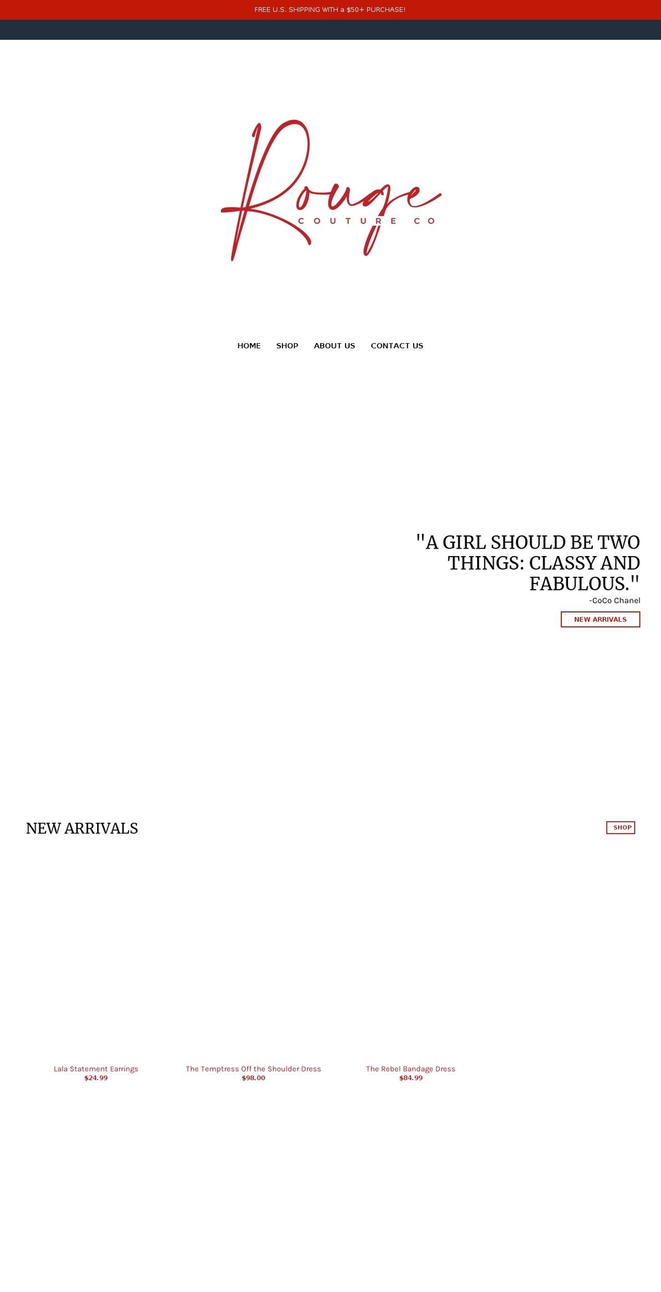 shoprougecouture.com — Shopify storefront screenshot