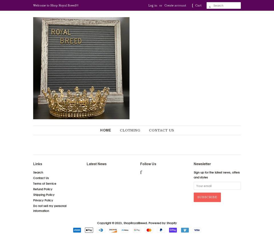 shoproyalbreed.com shopify website screenshot