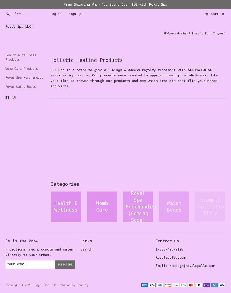shoproyalspallc.com shopify website screenshot