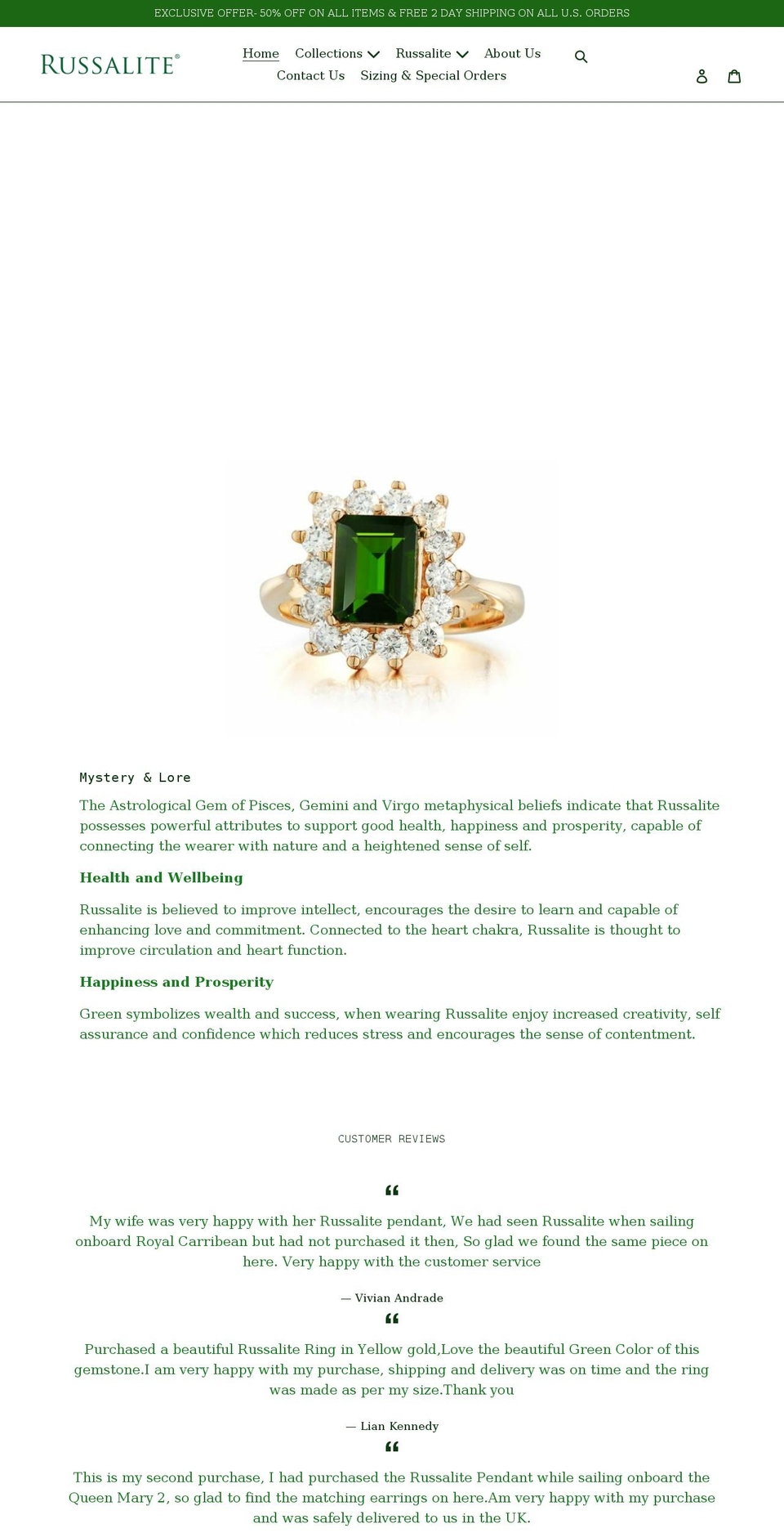 shoprussalite.com shopify website screenshot