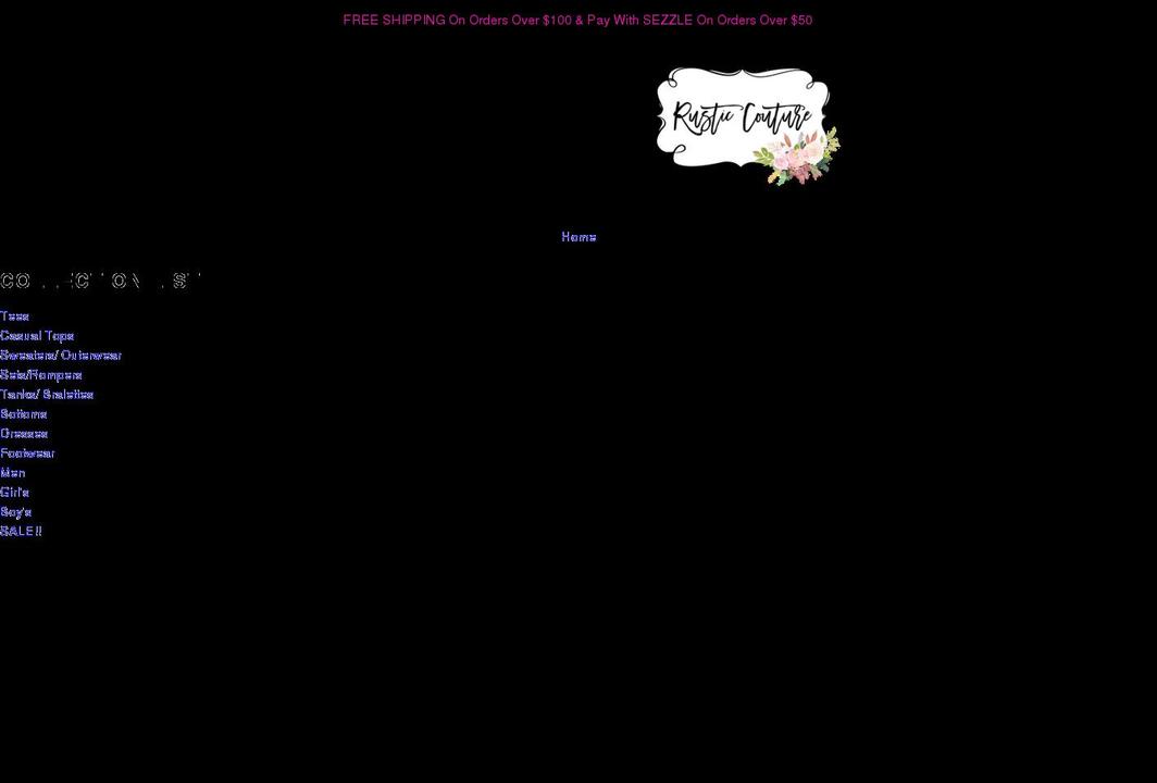 shoprusticcouture.com shopify website screenshot