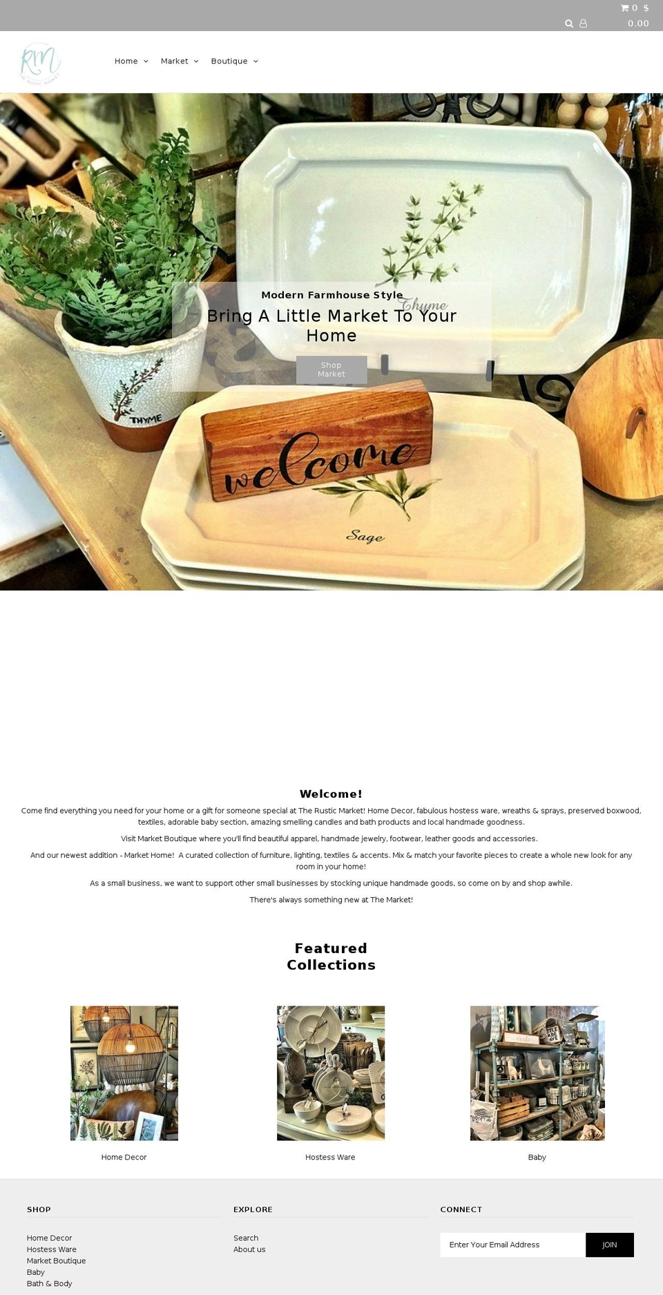 shoprusticmarket.com — Shopify storefront screenshot