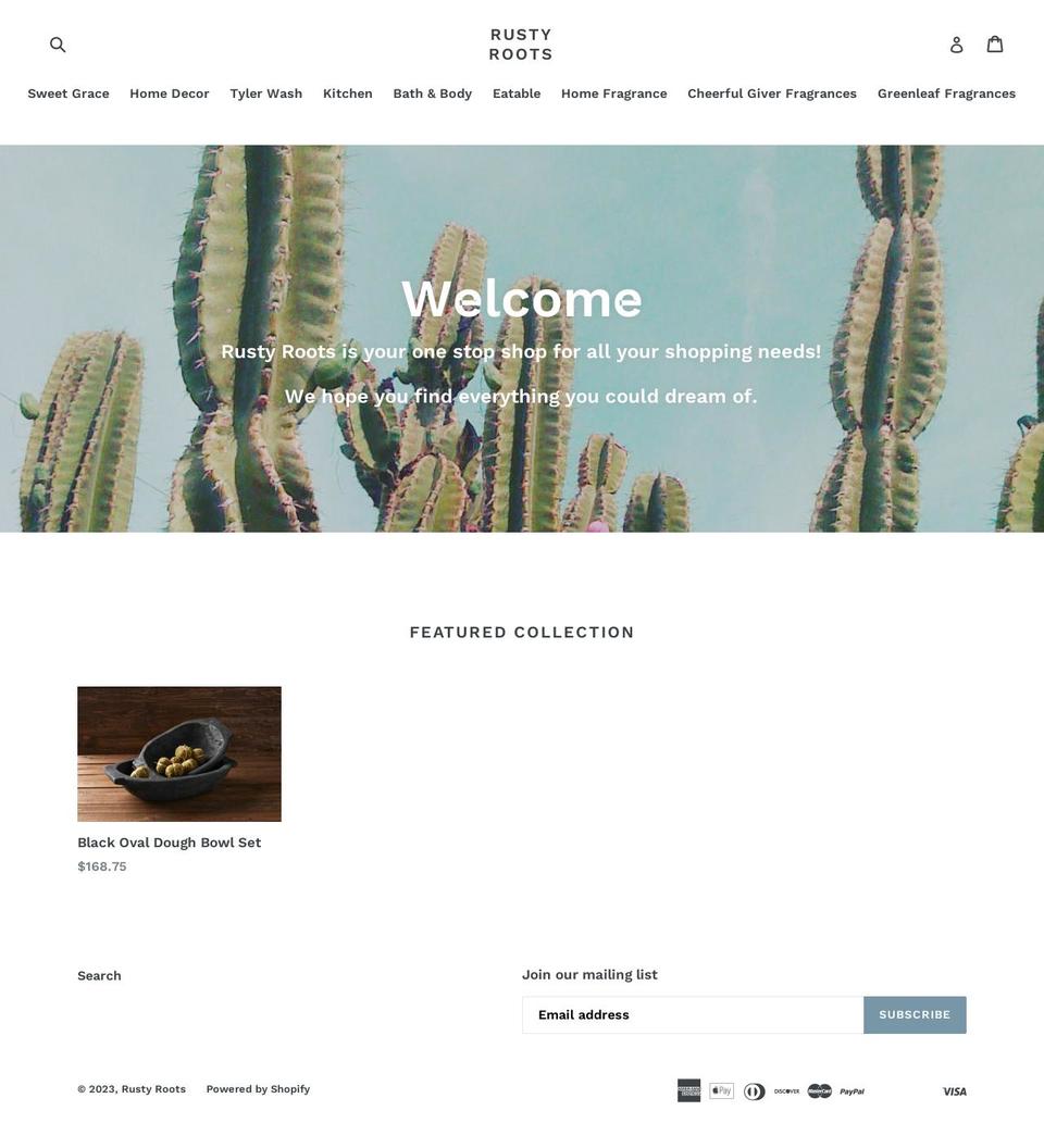 shoprustyroots.com — Shopify storefront screenshot