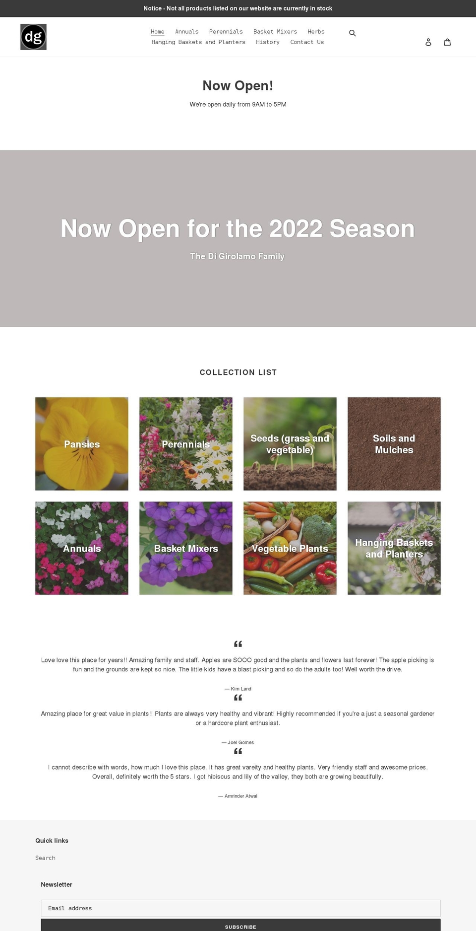 shops.dggreenhouses.com shopify website screenshot