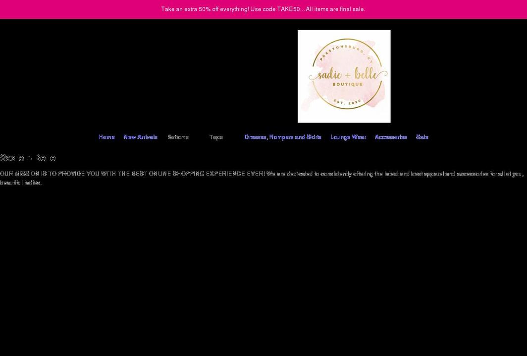shopsadieandbelle.com shopify website screenshot