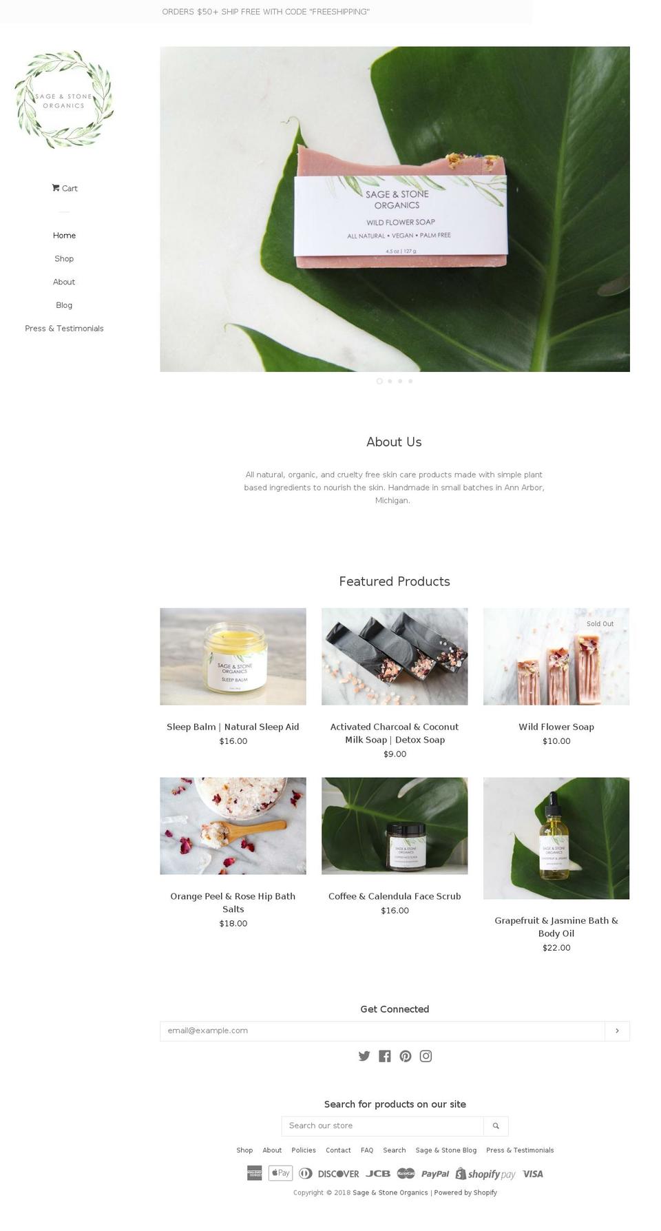 shopsageandstone.com — Shopify storefront screenshot