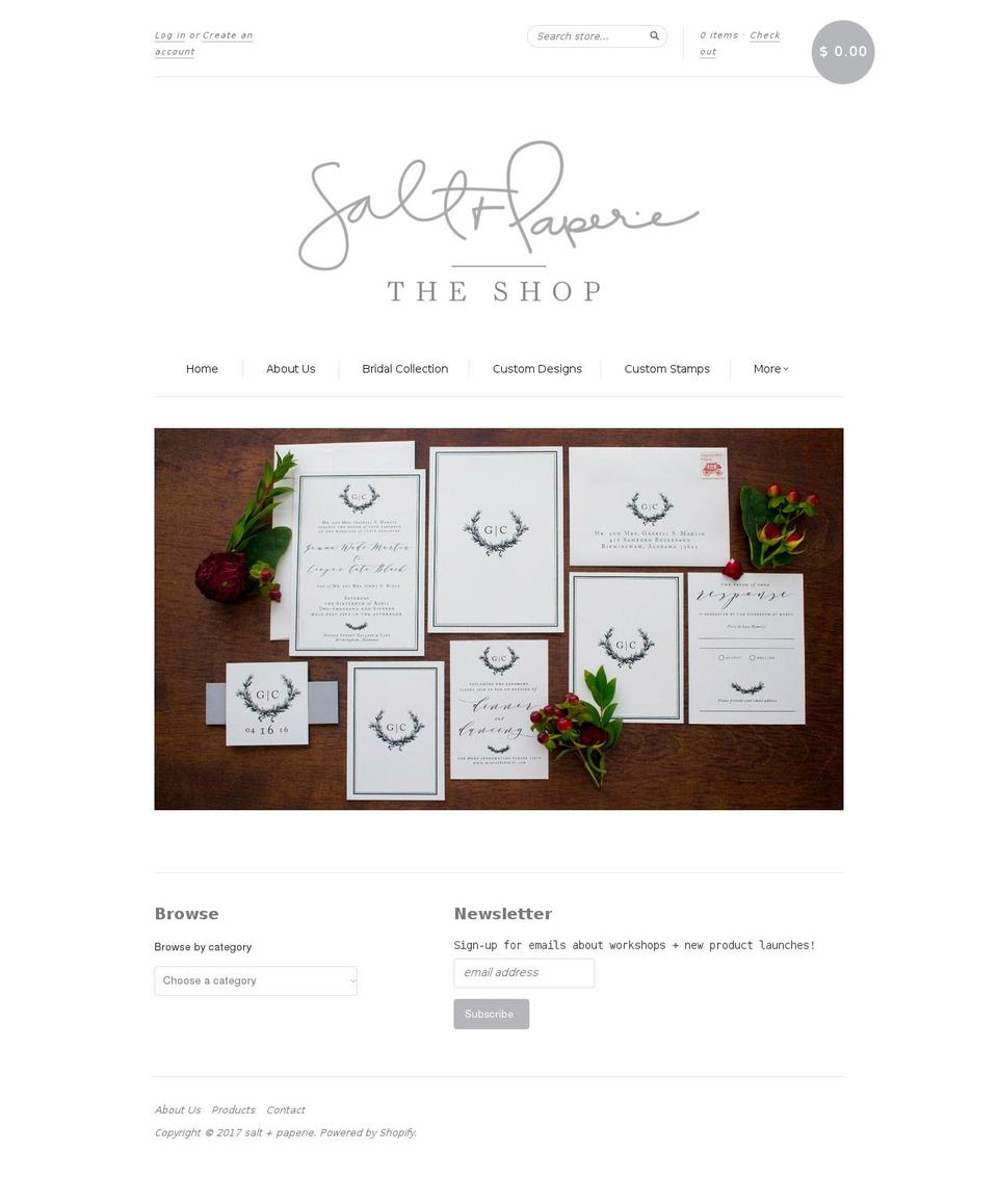 shopsaltandpaperie.com shopify website screenshot