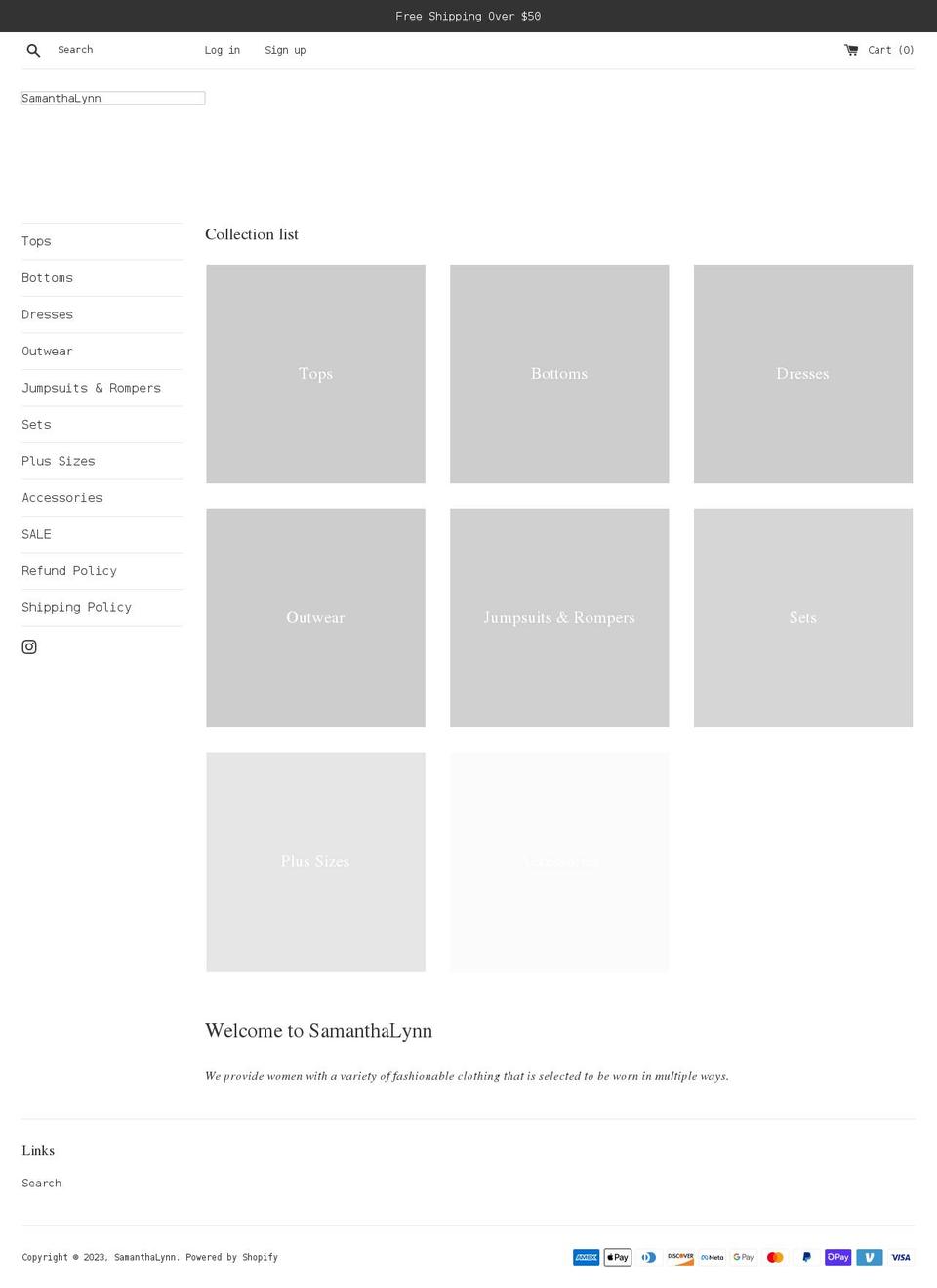 shopsamanthalynn.com shopify website screenshot