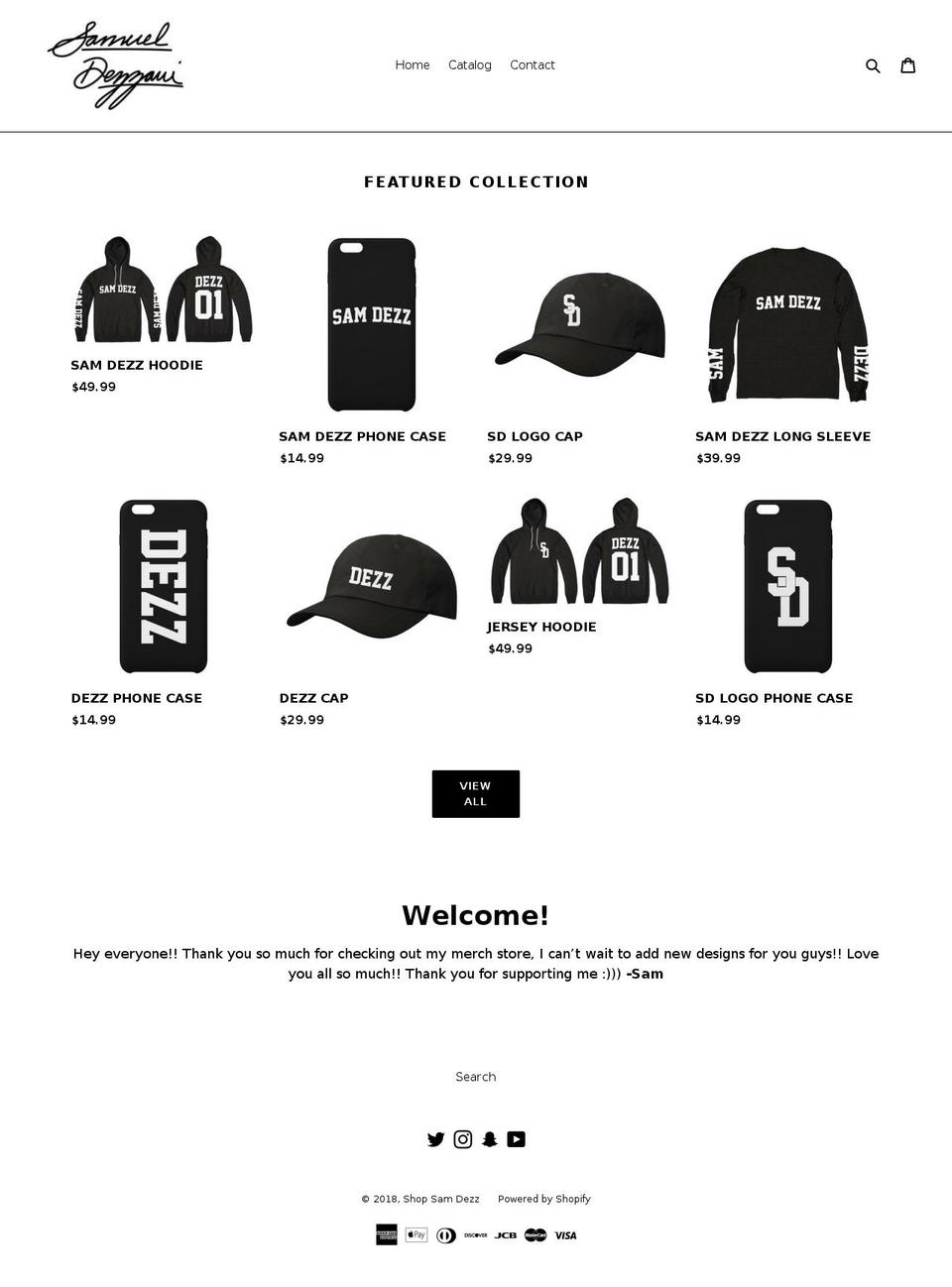shopsamdezz.com shopify website screenshot