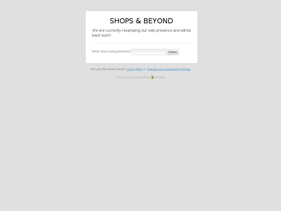 shopsandbeyond.com — Shopify storefront screenshot