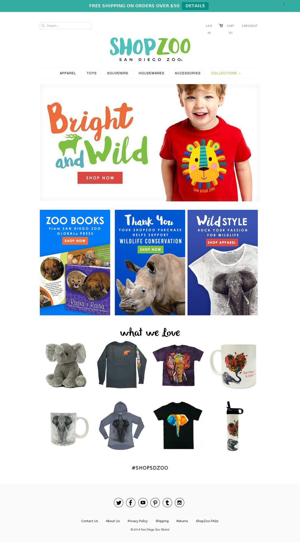 shopsandiegozoo.org shopify website screenshot