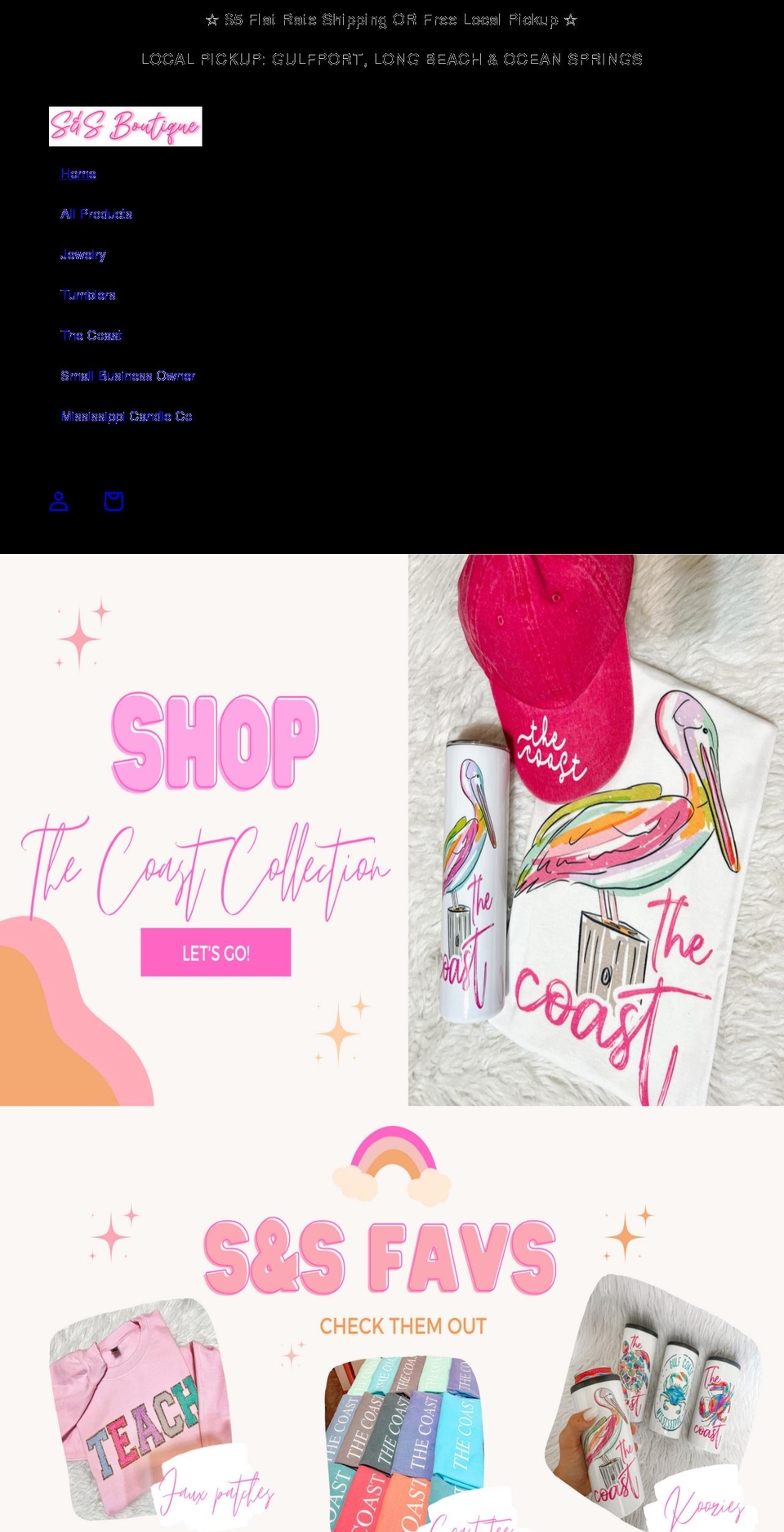 shopsandsboutique.com shopify website screenshot