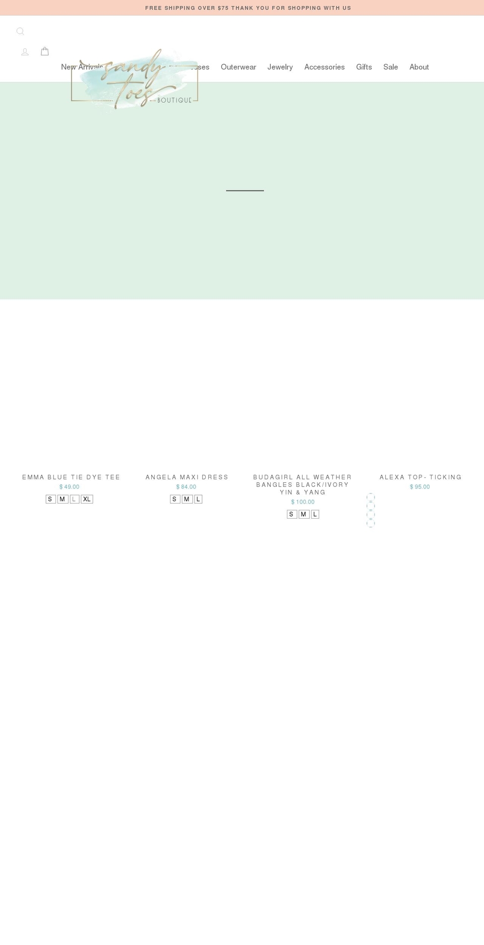 shopsandytoes.com shopify website screenshot