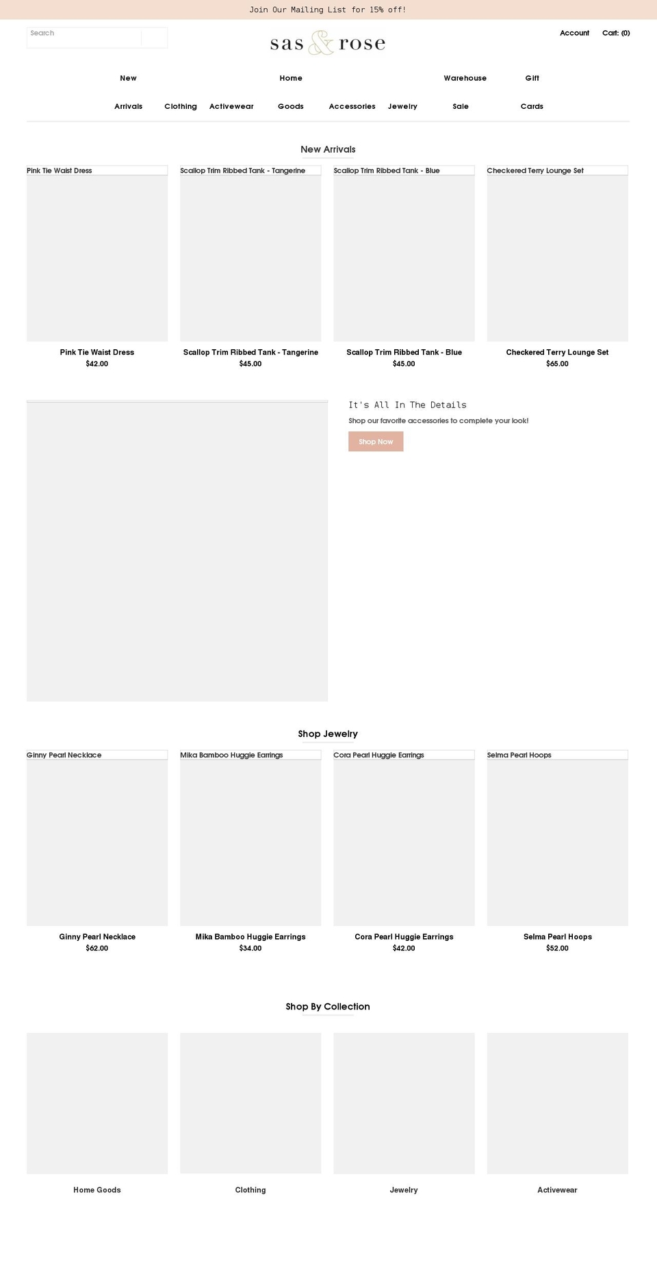 shopsasandrose.com shopify website screenshot