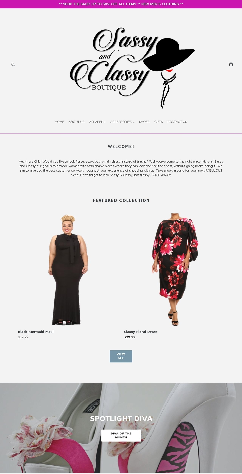 shopsassyclassy.com shopify website screenshot