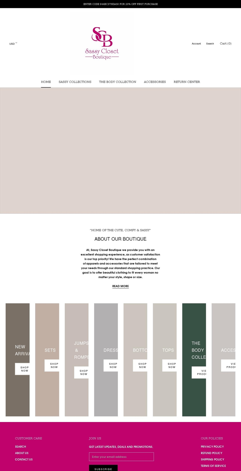 shopsassycloset.com shopify website screenshot