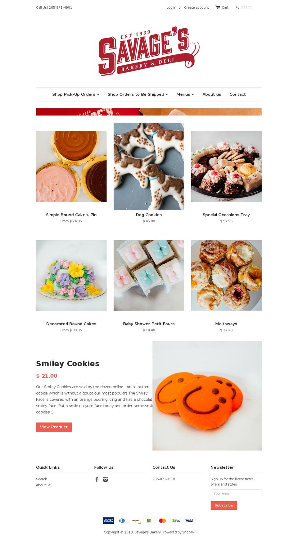 shopsavagesbakery.com shopify website screenshot