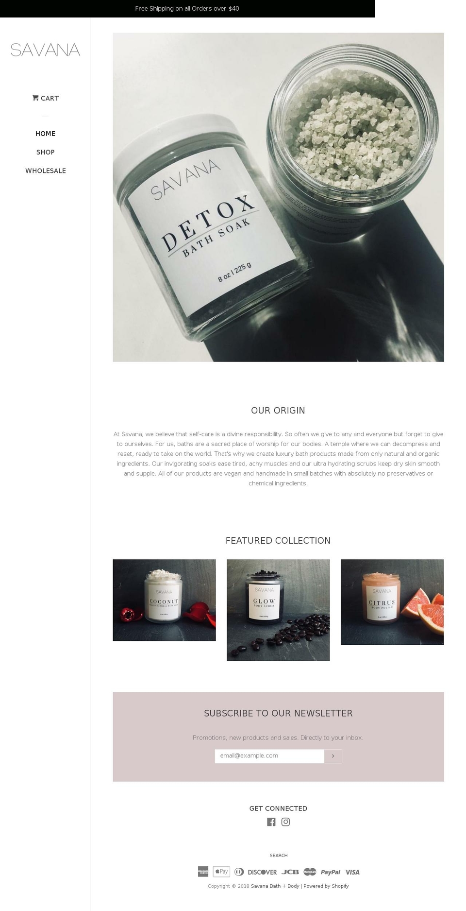 shopsavana.com — Shopify storefront screenshot