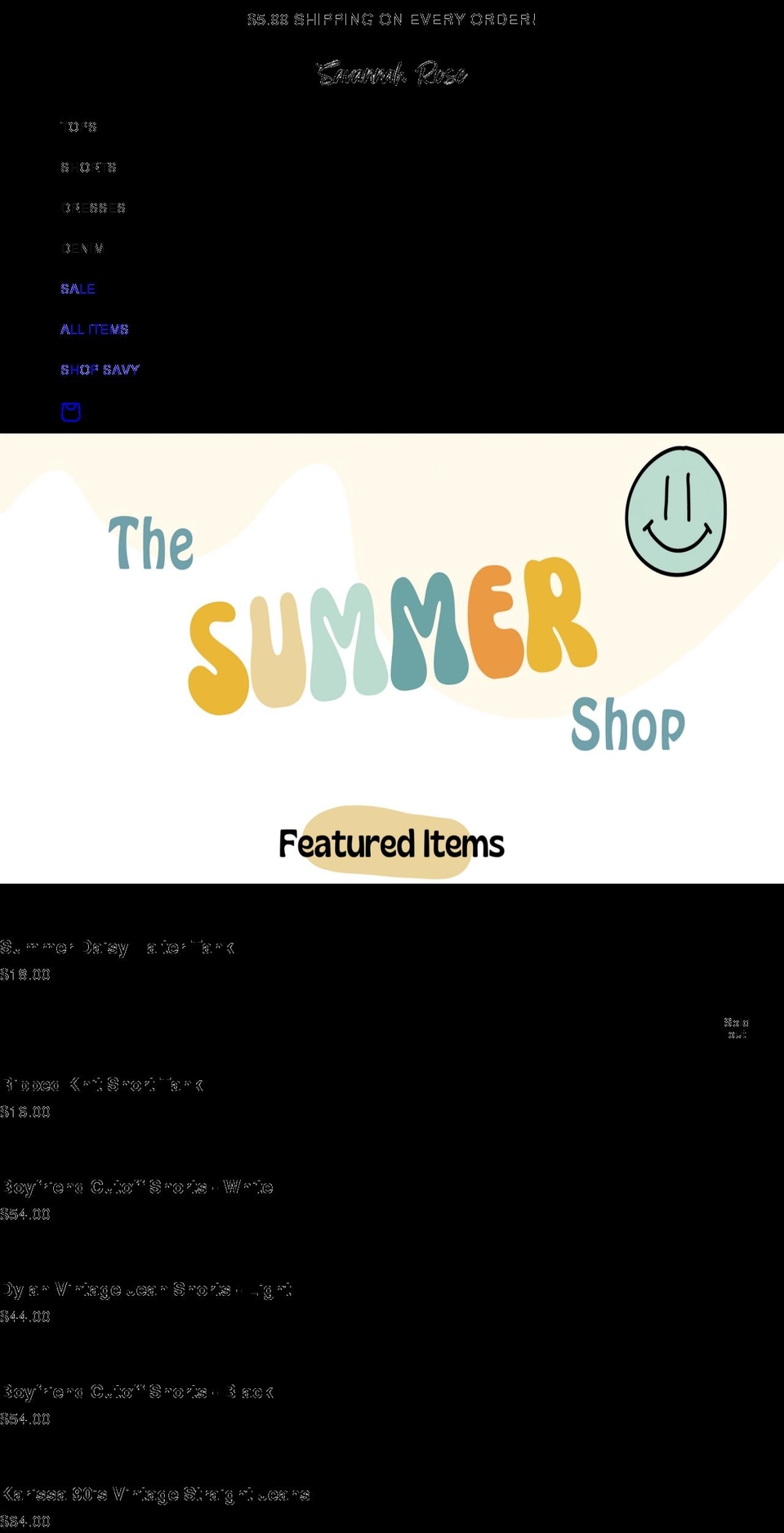 shopsavannahrose.com shopify website screenshot