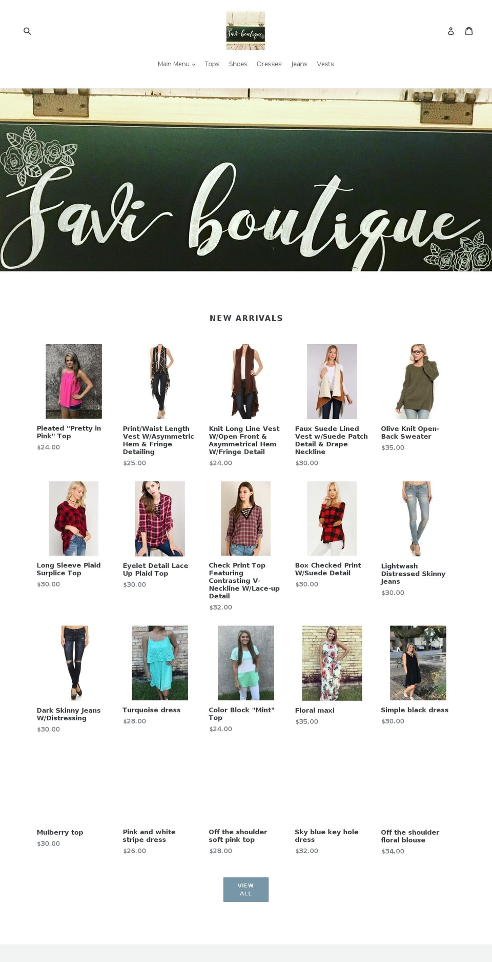 shopsaviboutique.com — Shopify storefront screenshot