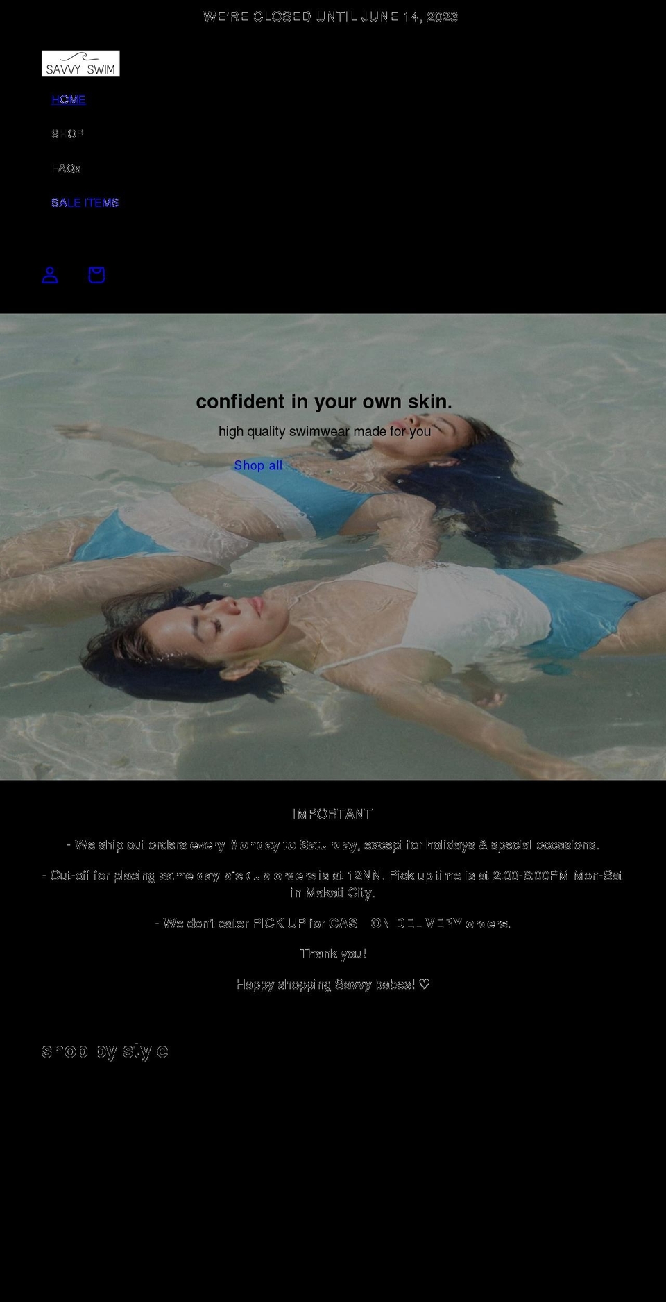 shopsavvyswim.com shopify website screenshot