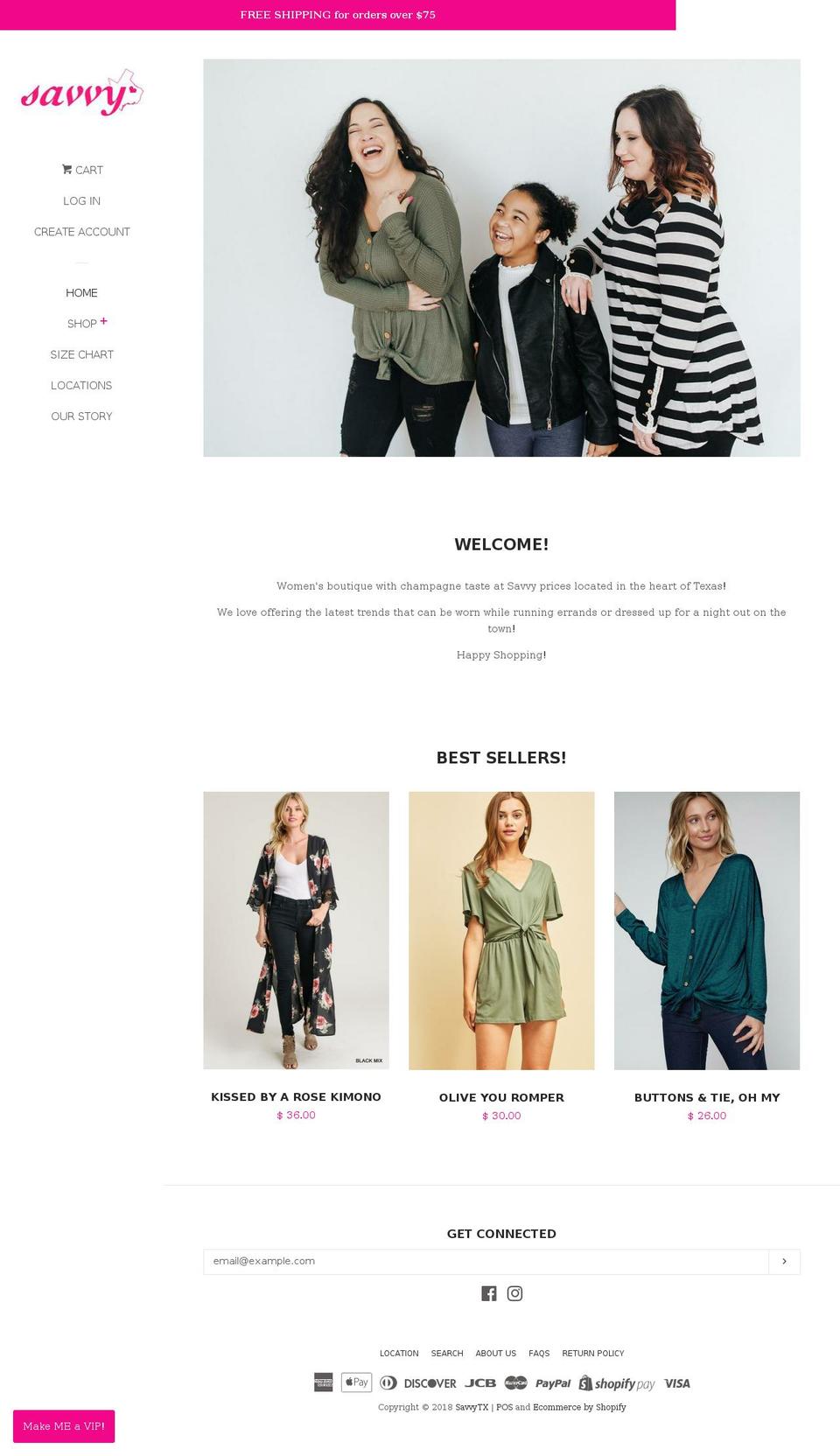 shopsavvytx.com shopify website screenshot