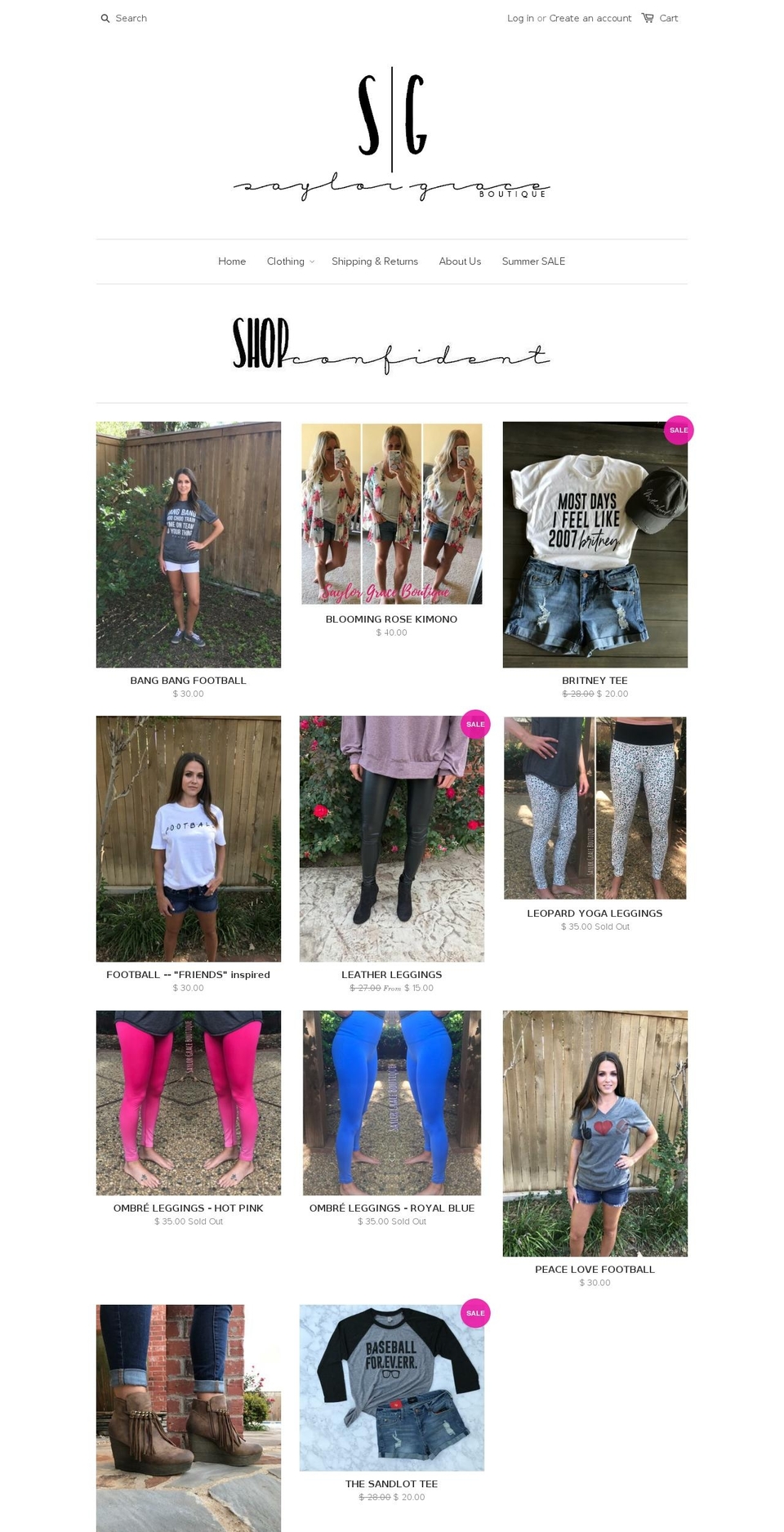 shopsaylorgrace.com shopify website screenshot
