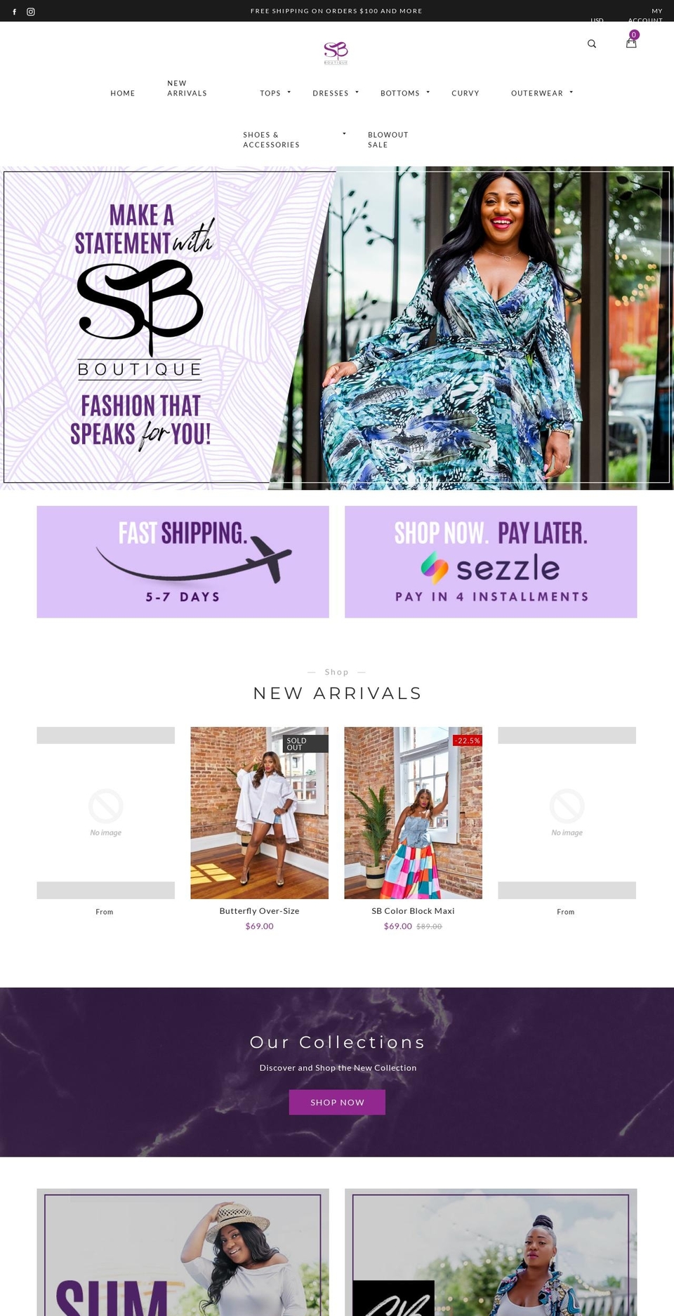 shopsbboutique.com shopify website screenshot