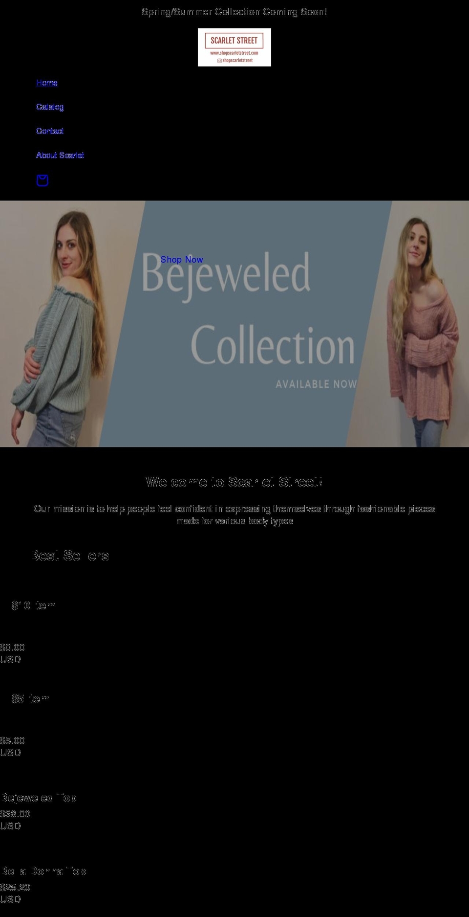 shopscarletstreet.com shopify website screenshot