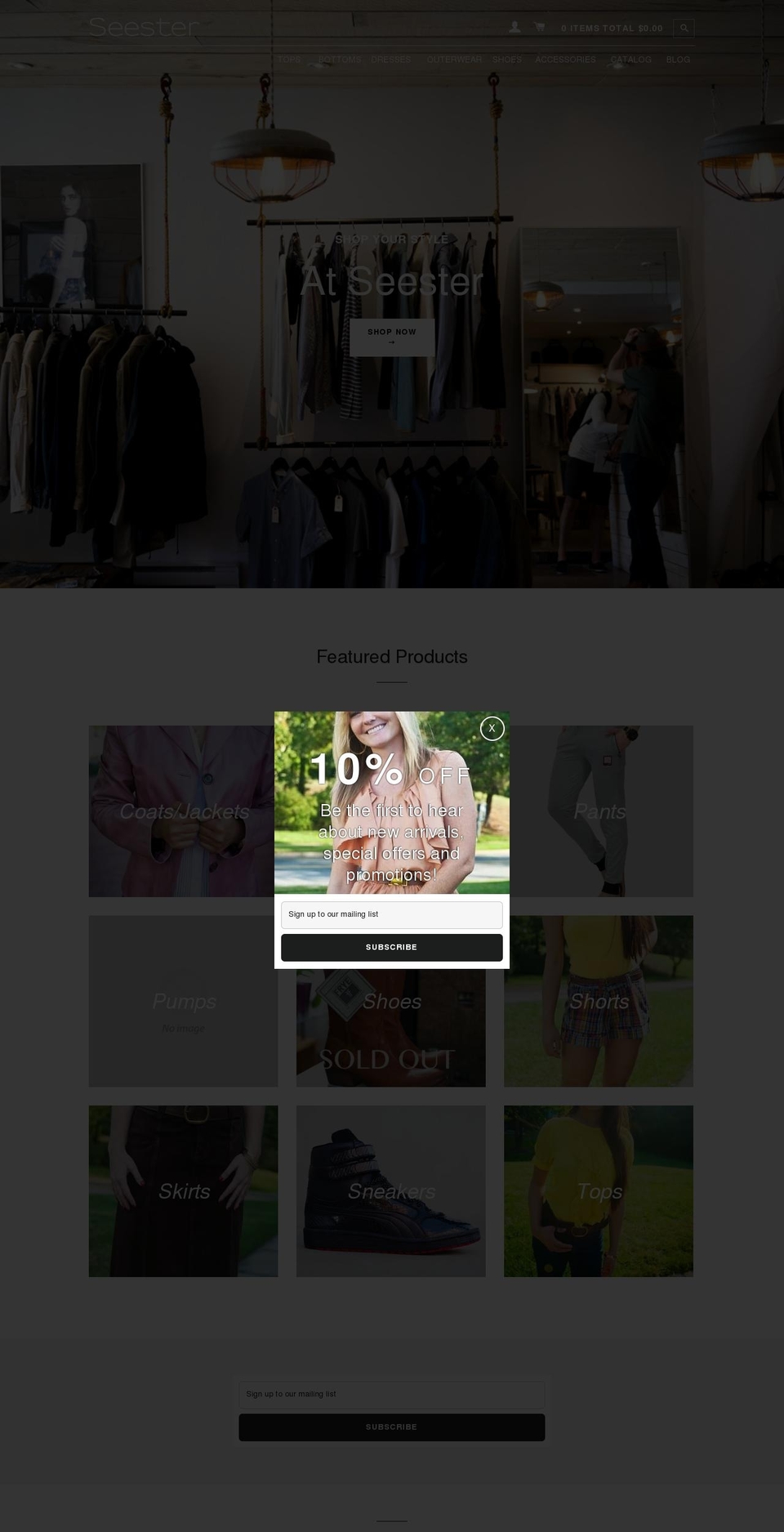 shopseester.com shopify website screenshot
