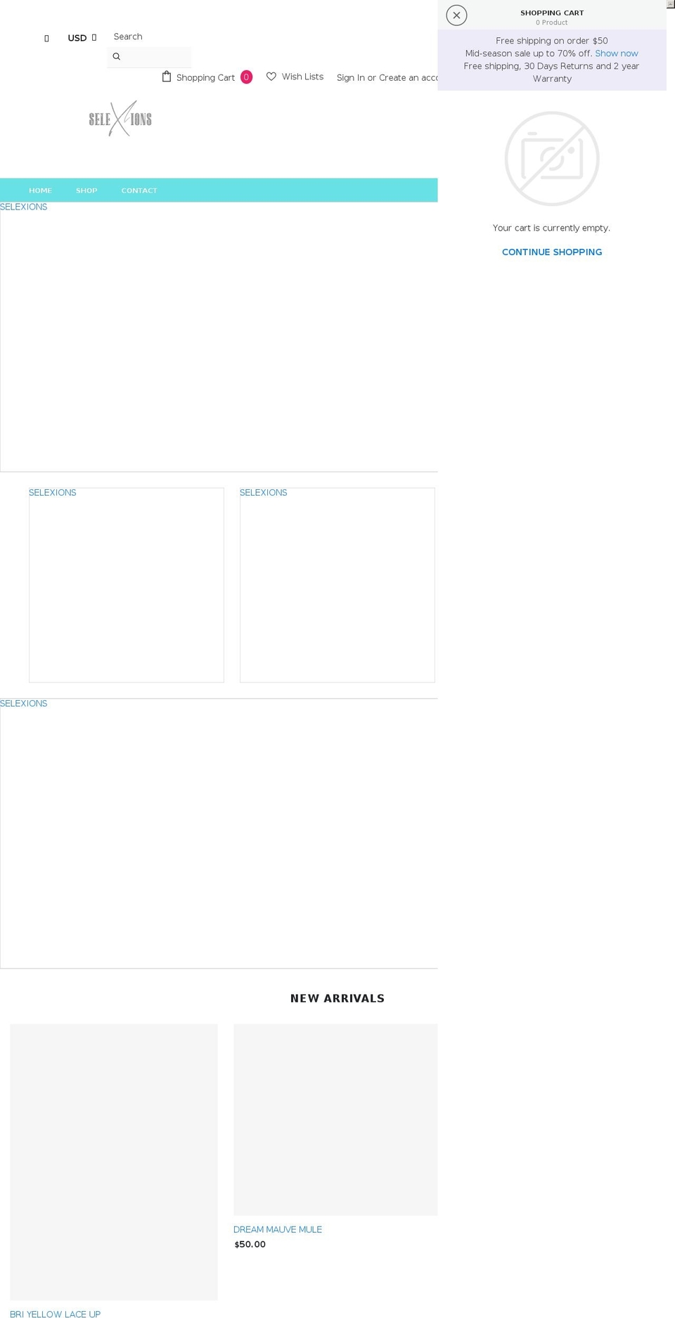 shopselexions.com shopify website screenshot