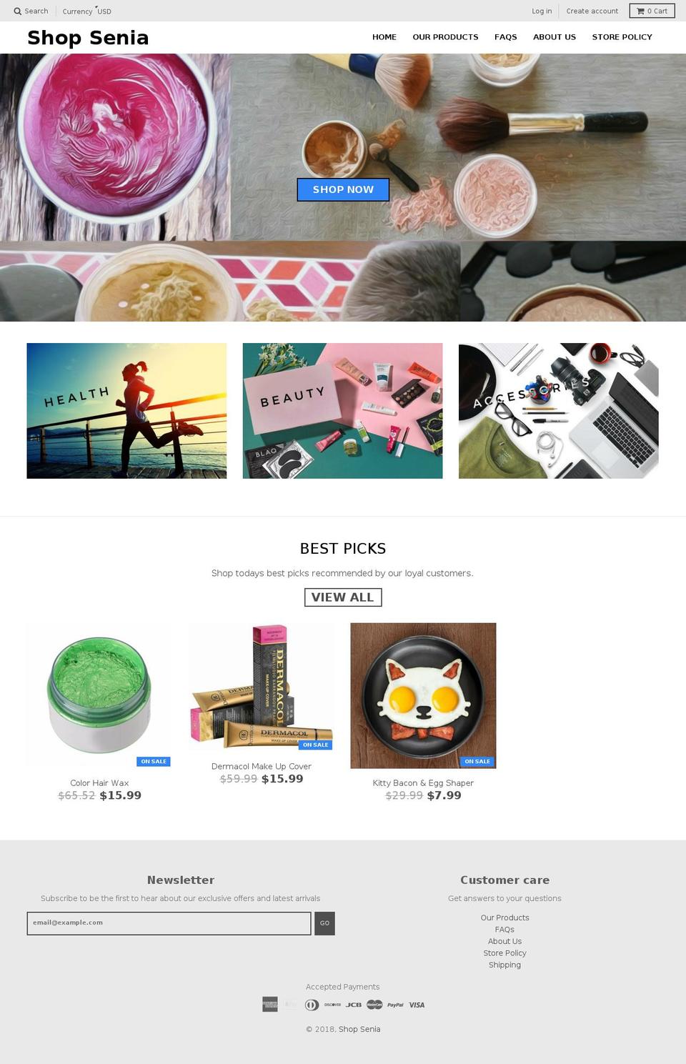 shopsena.com shopify website screenshot