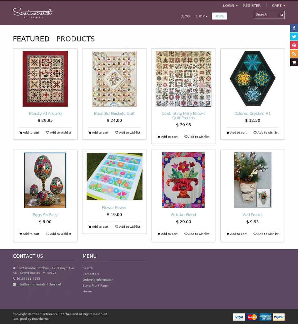 shopsentimentalstitches.com shopify website screenshot