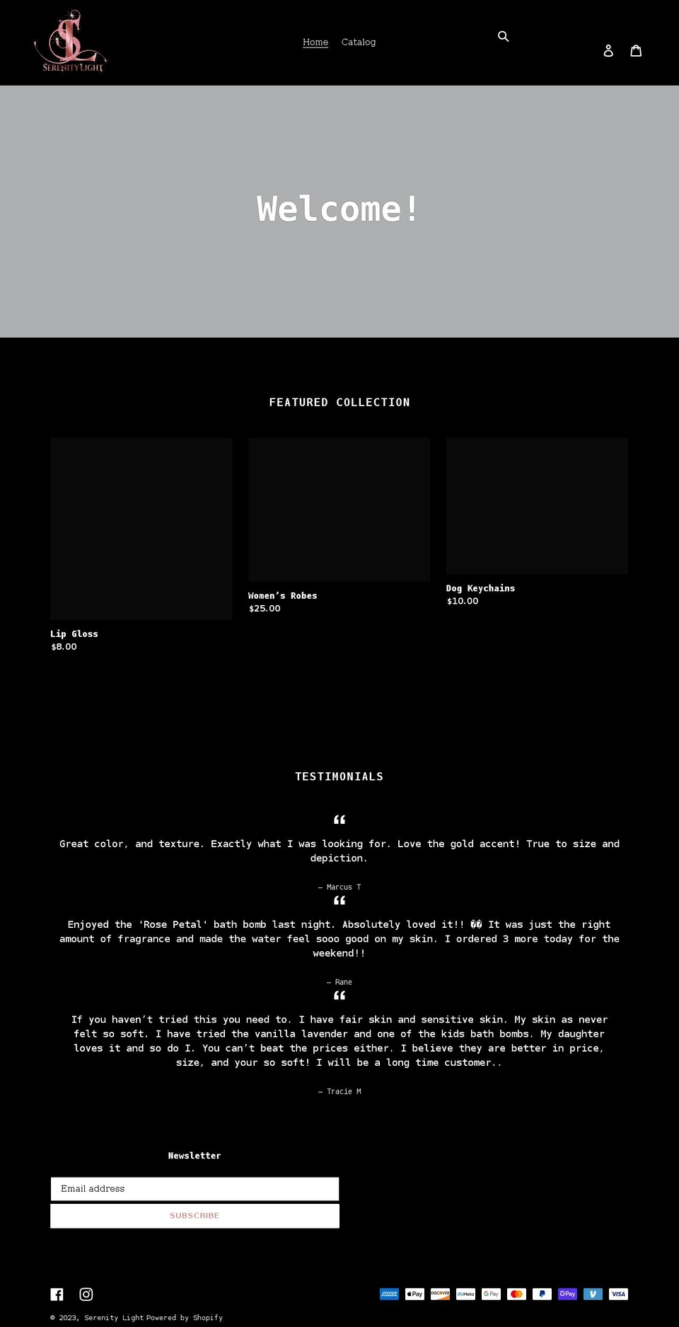 shopserenitylight.com shopify website screenshot