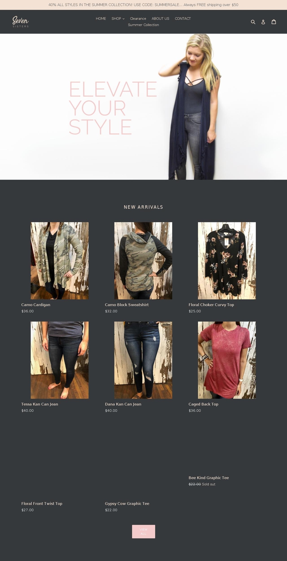 shopsevensisters.com — Shopify storefront screenshot