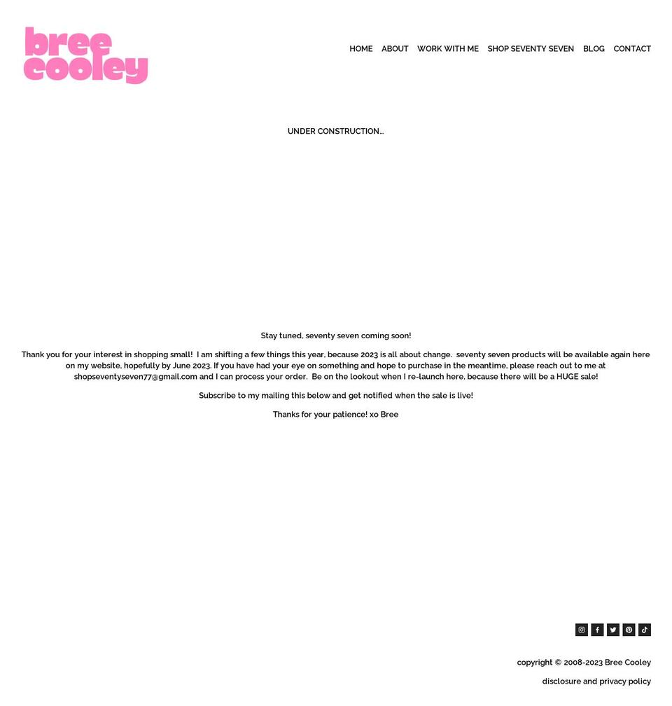 shopseventyseven.com shopify website screenshot