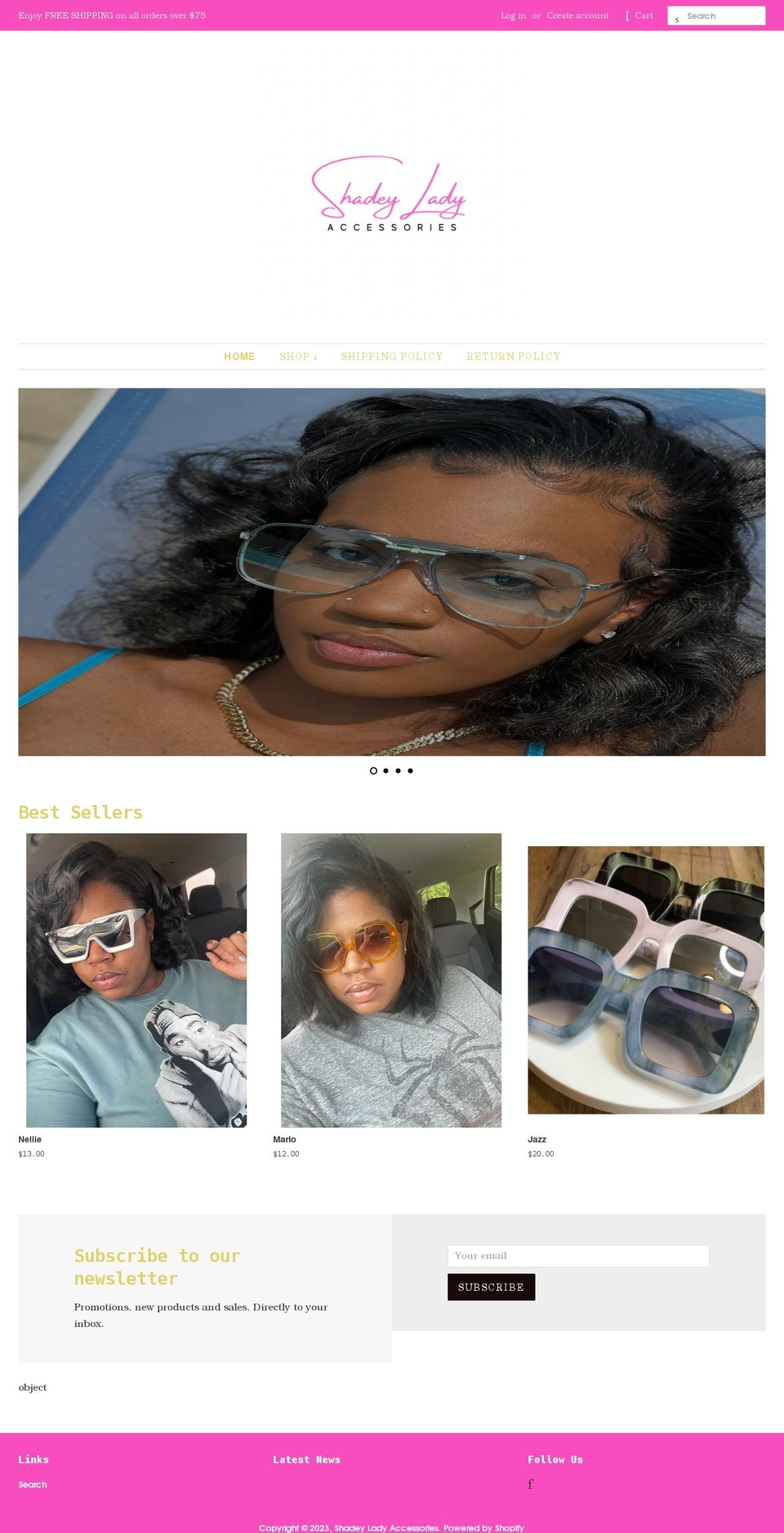 shopshadeylady.com shopify website screenshot