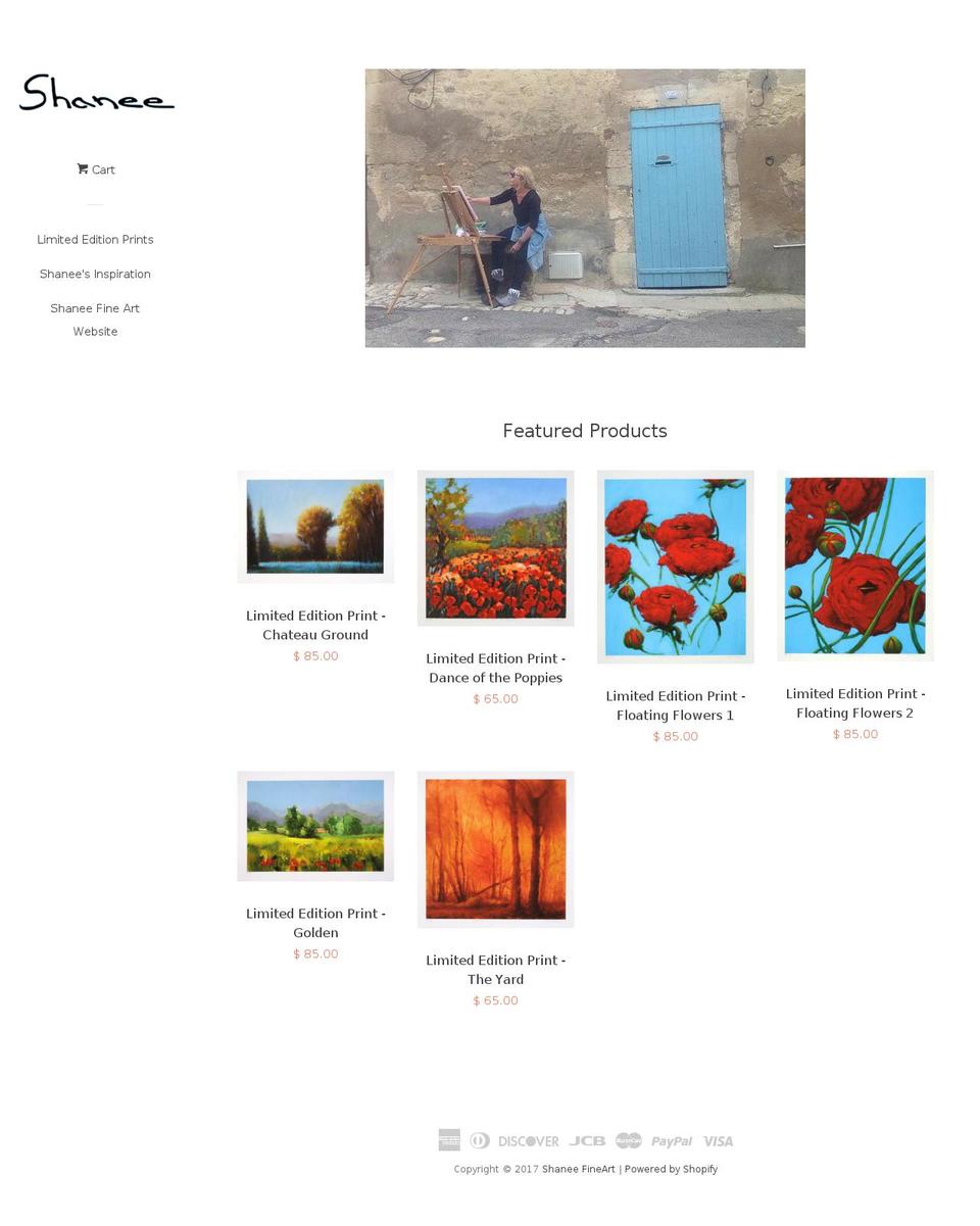shopshaneefineart.com shopify website screenshot