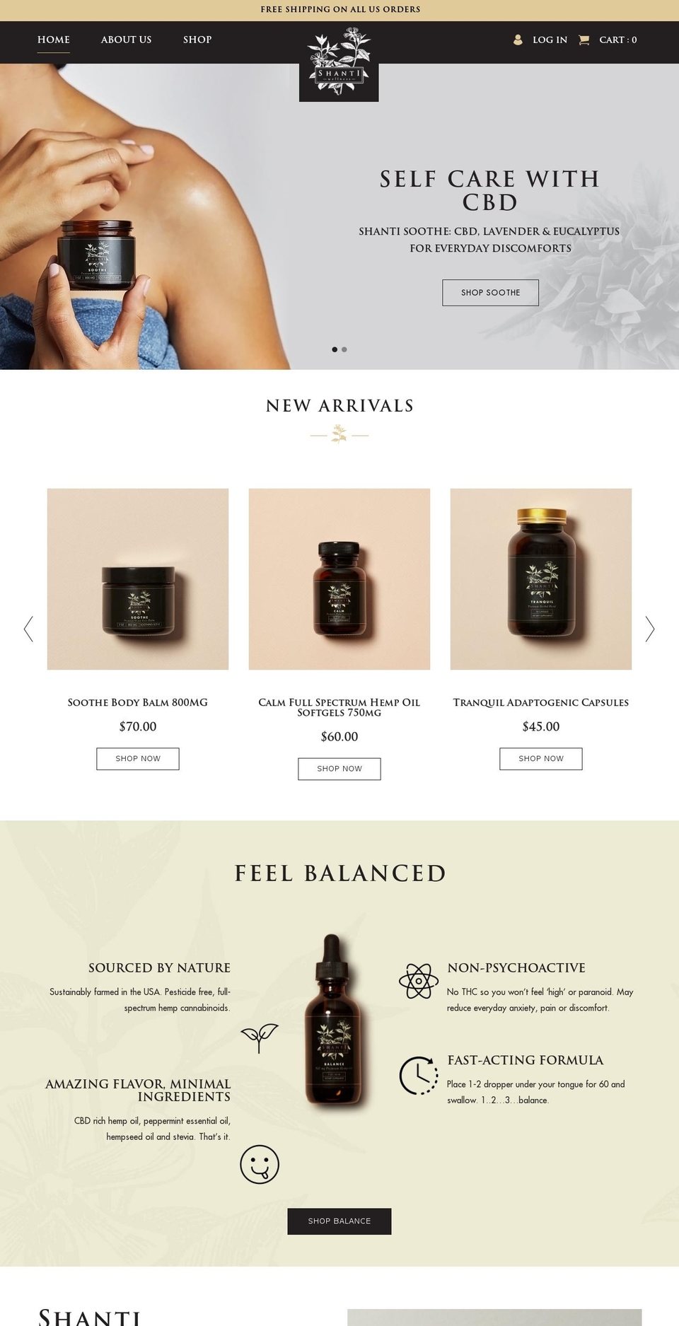 shopshanti.com shopify website screenshot