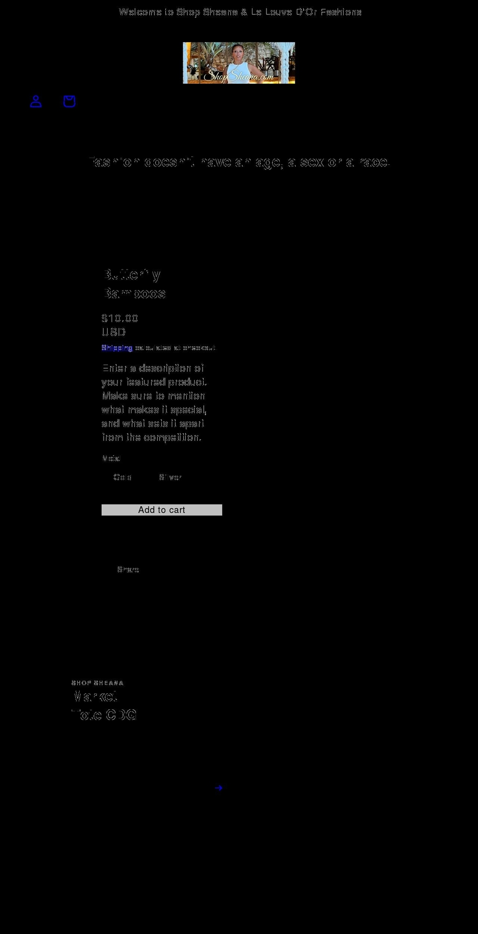 shopsheana.com shopify website screenshot
