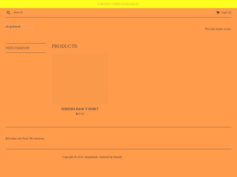 shopsheesh.com shopify website screenshot