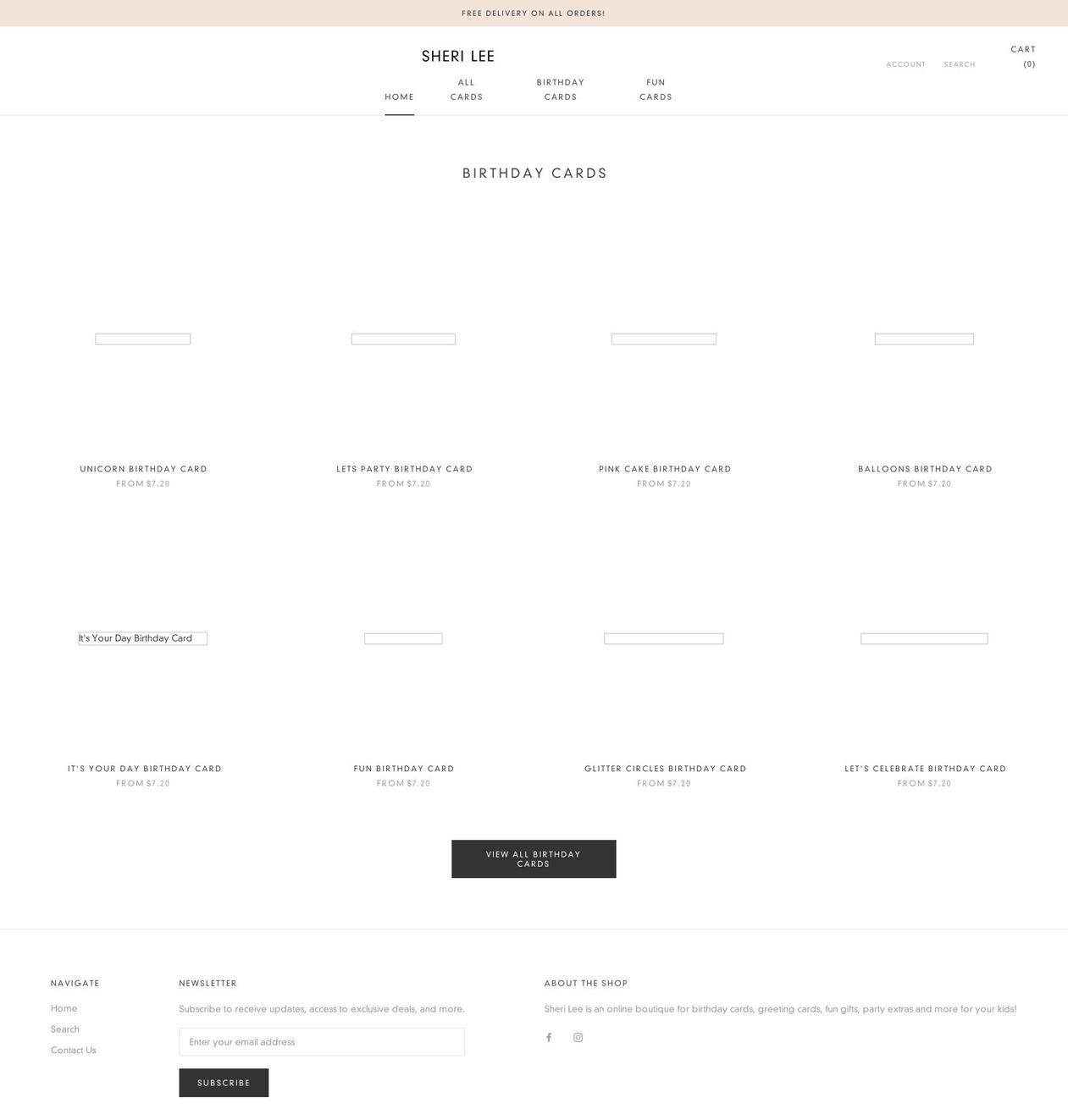 shopsherilee.com — Shopify storefront screenshot