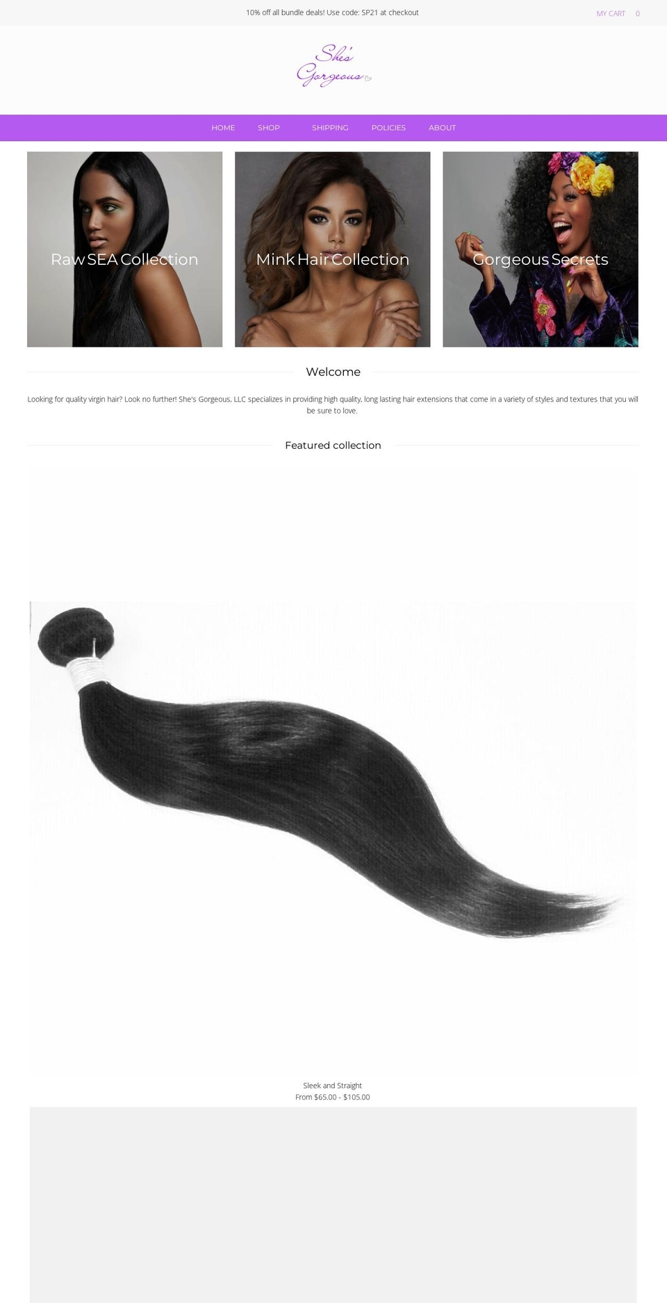 shopshesgorgeous.com — Shopify storefront screenshot