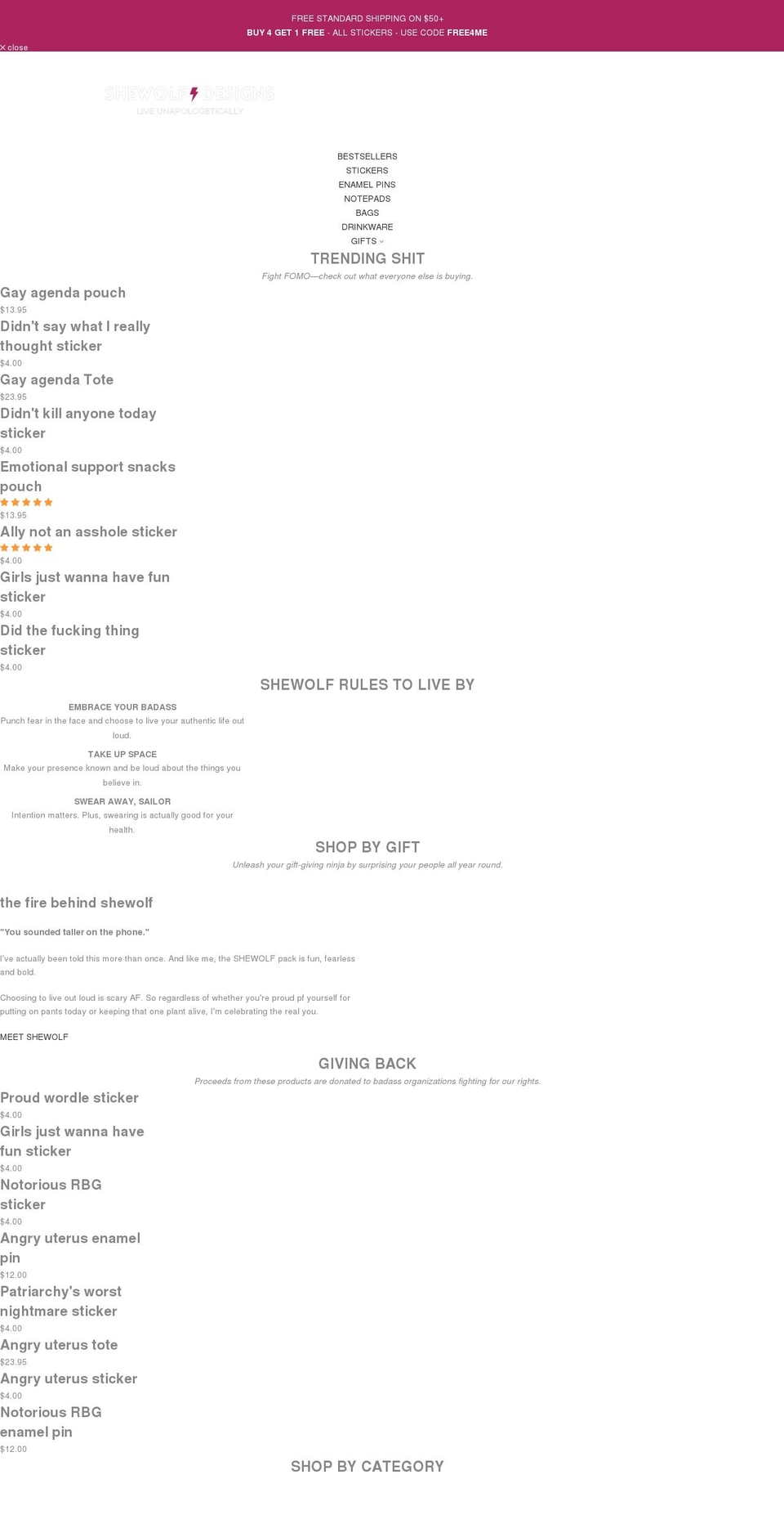 shopshewolf.com — Shopify storefront screenshot