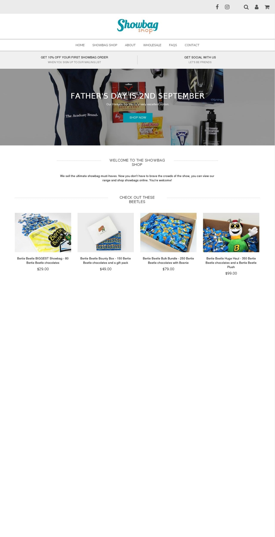 shopshowbags.com.au shopify website screenshot