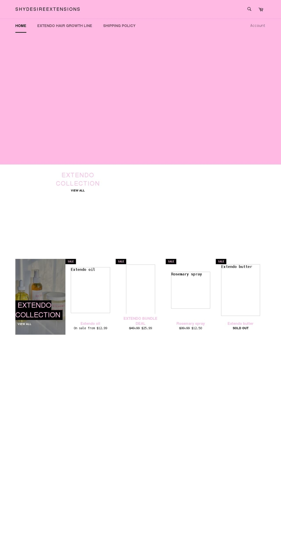 shopshydesireextensions.com shopify website screenshot