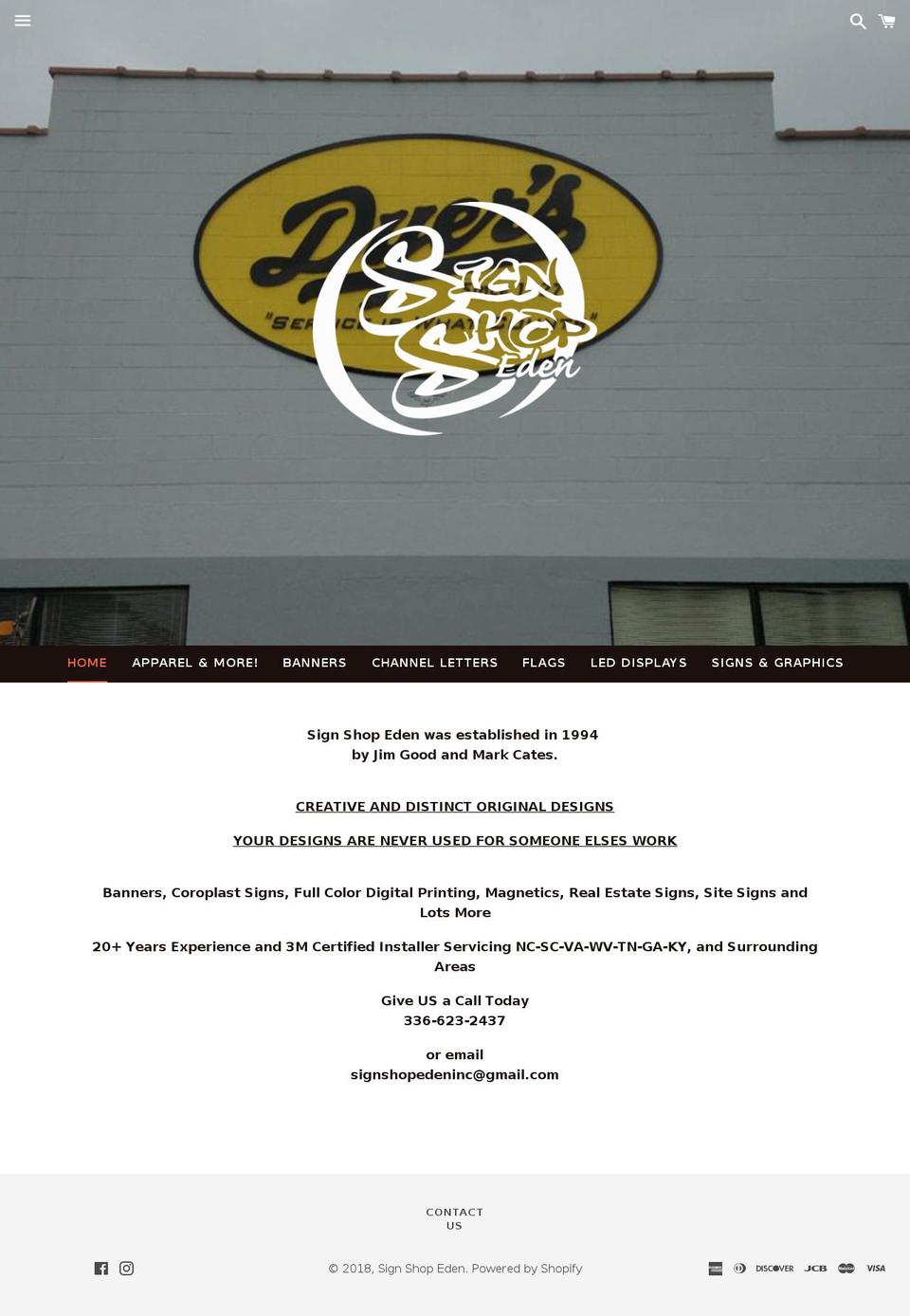 shopsignshopeden.com — Shopify storefront screenshot